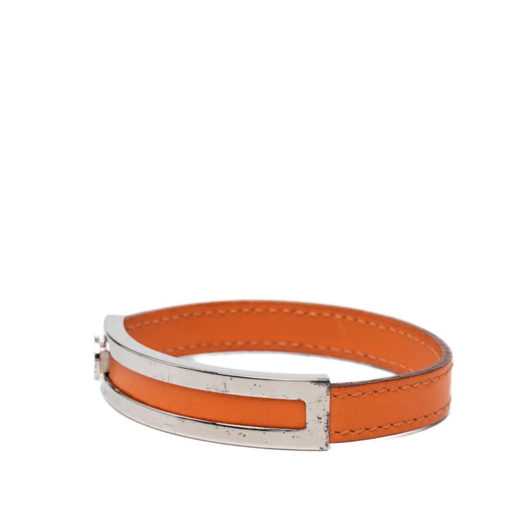 Bracelet Leather and Metal Orange - Image 2