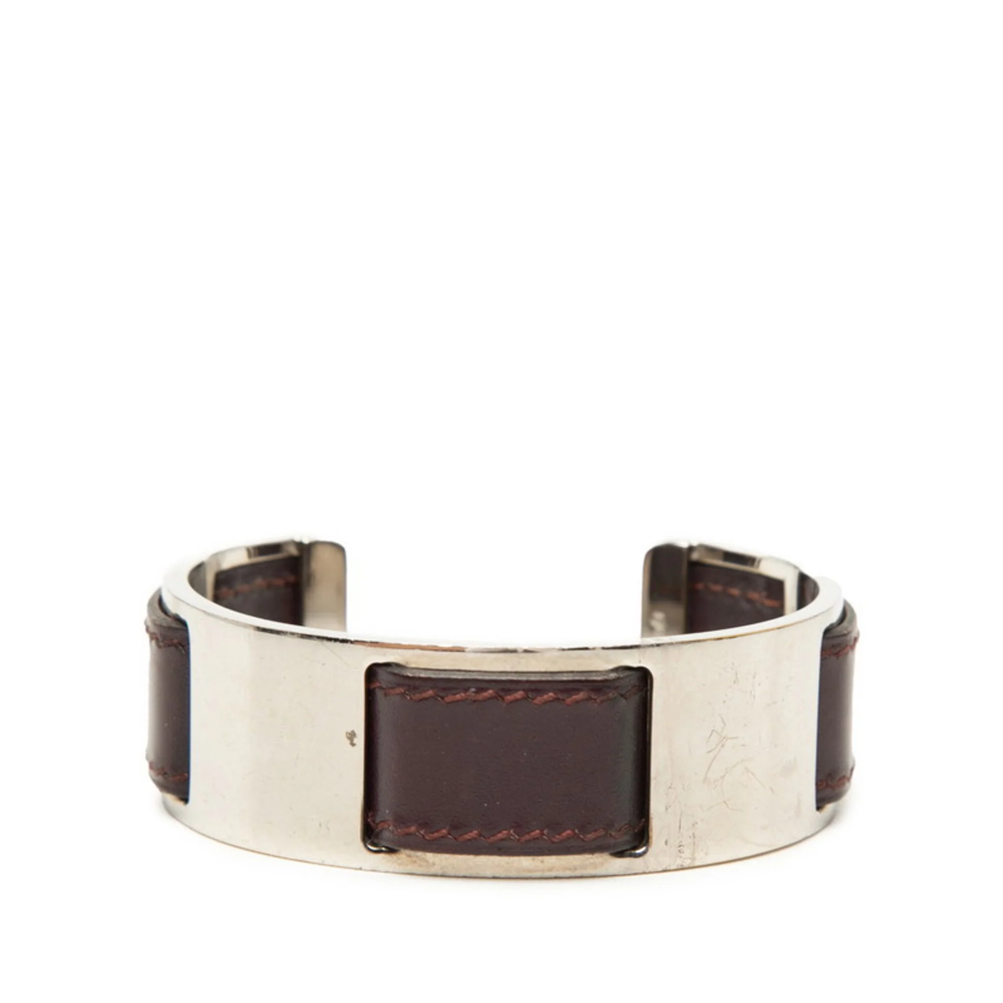 Bracelet Leather and Metal Purple Silver