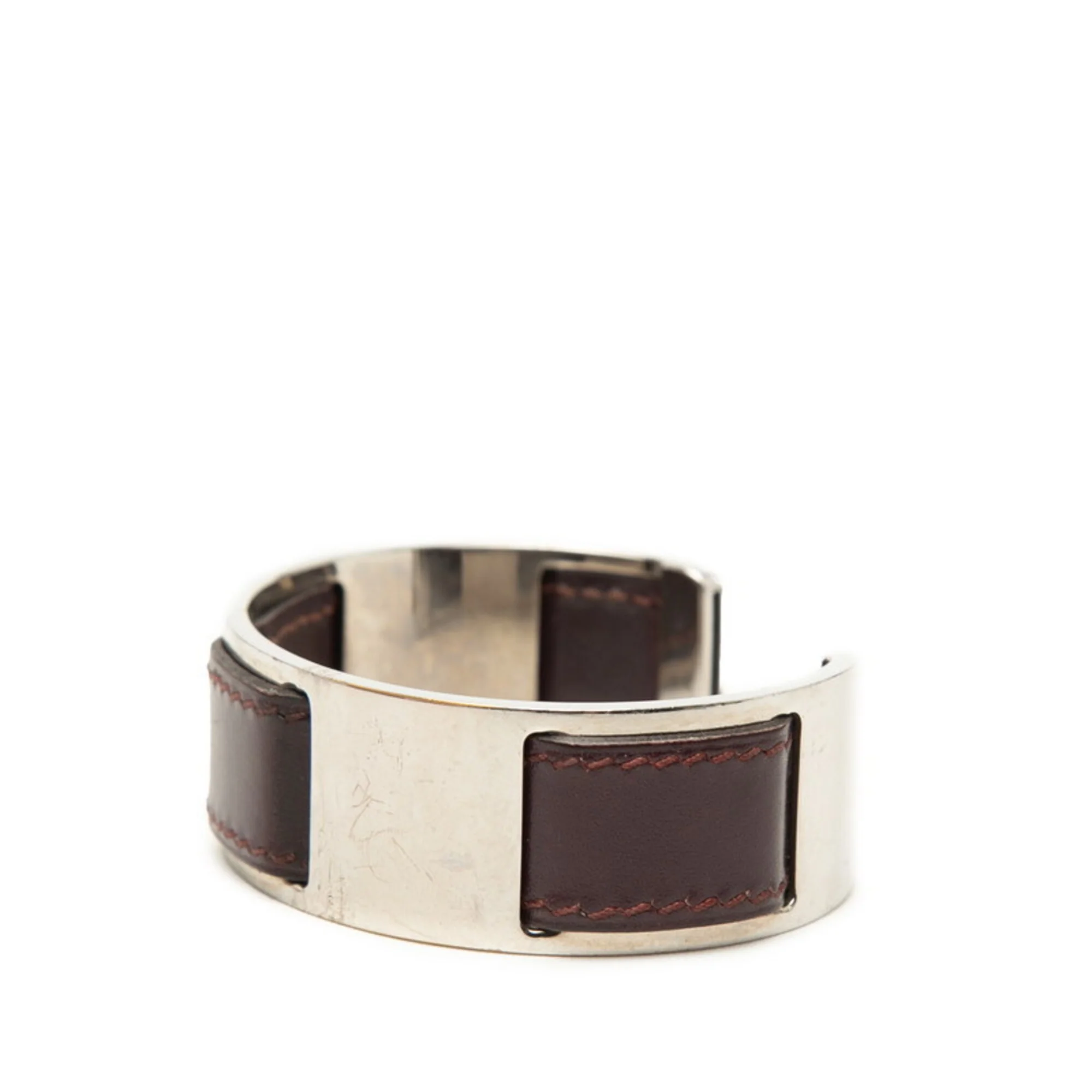 Bracelet Leather and Metal Purple Silver - Image 2