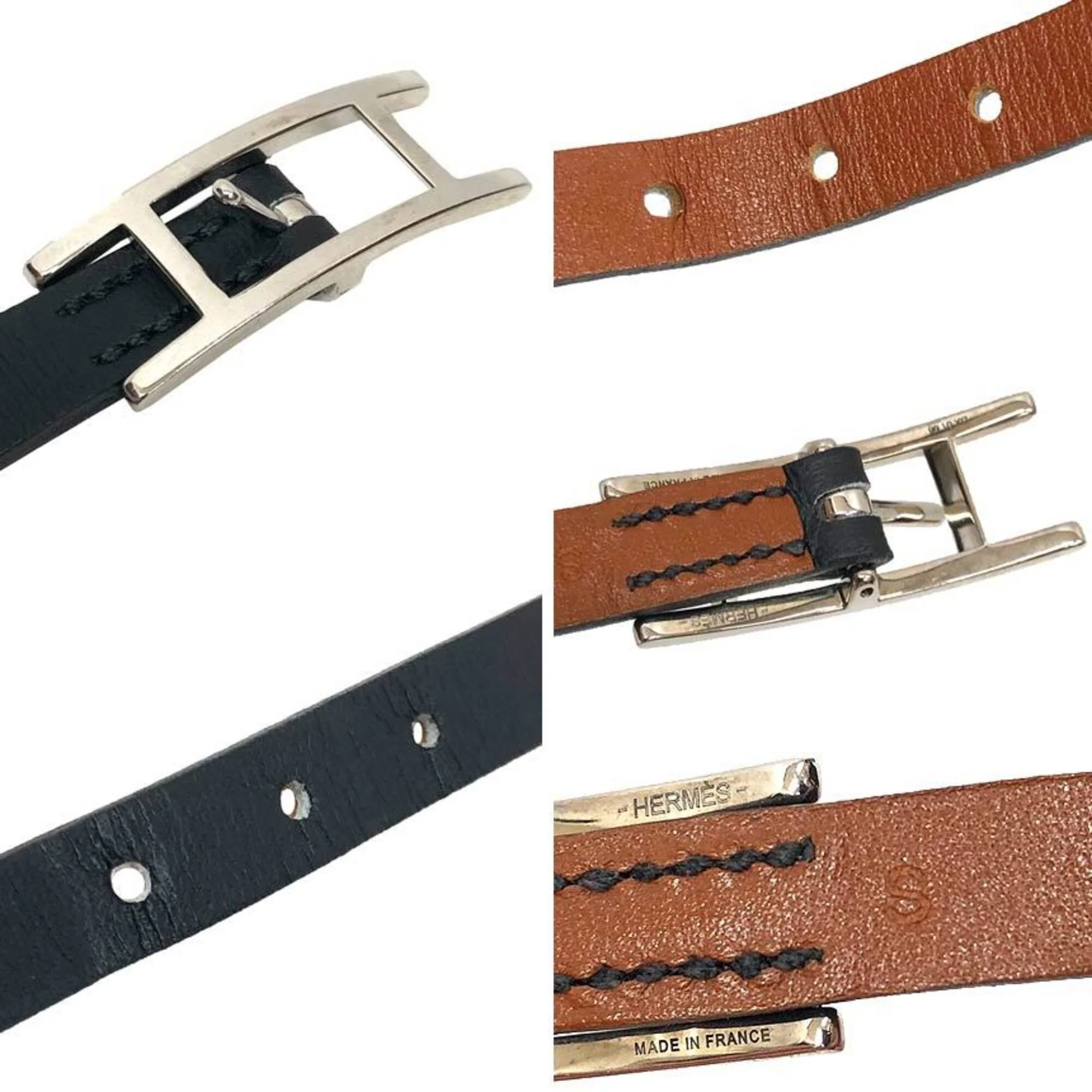Bracelet Leather Black and Camel - Image 3