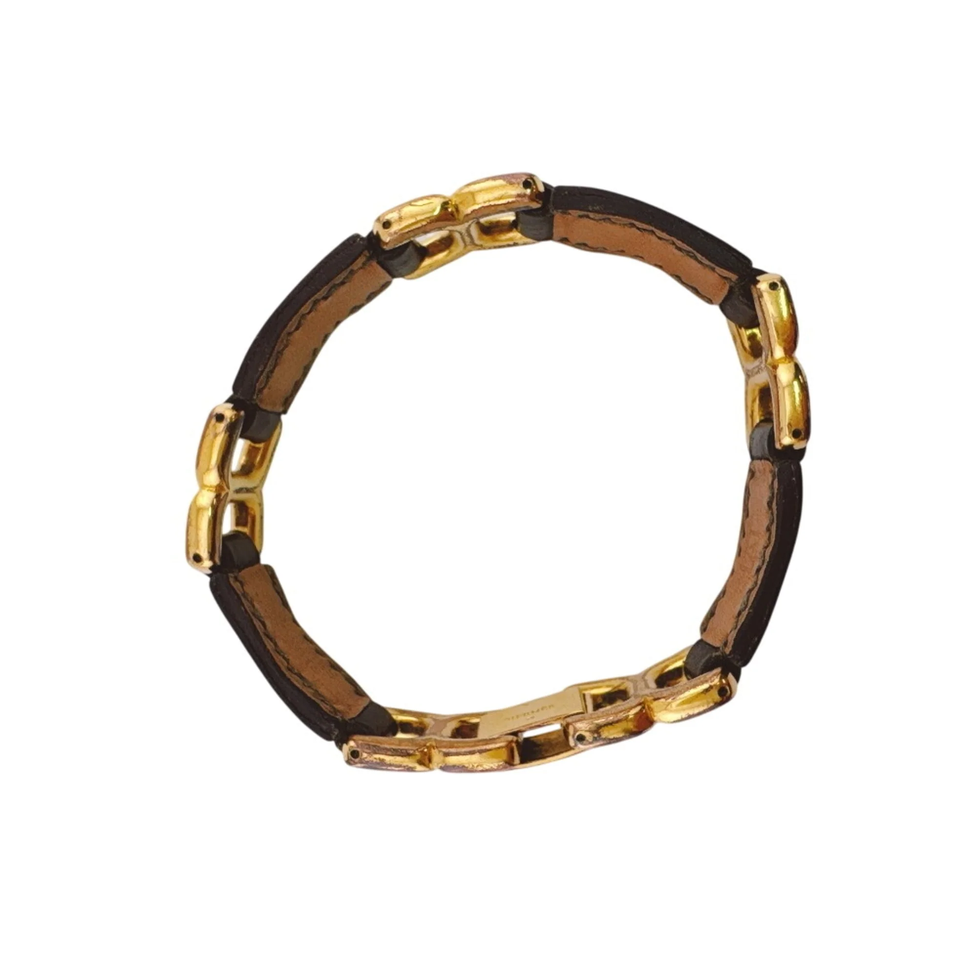 Bracelet Leather Black and Gold - Image 4