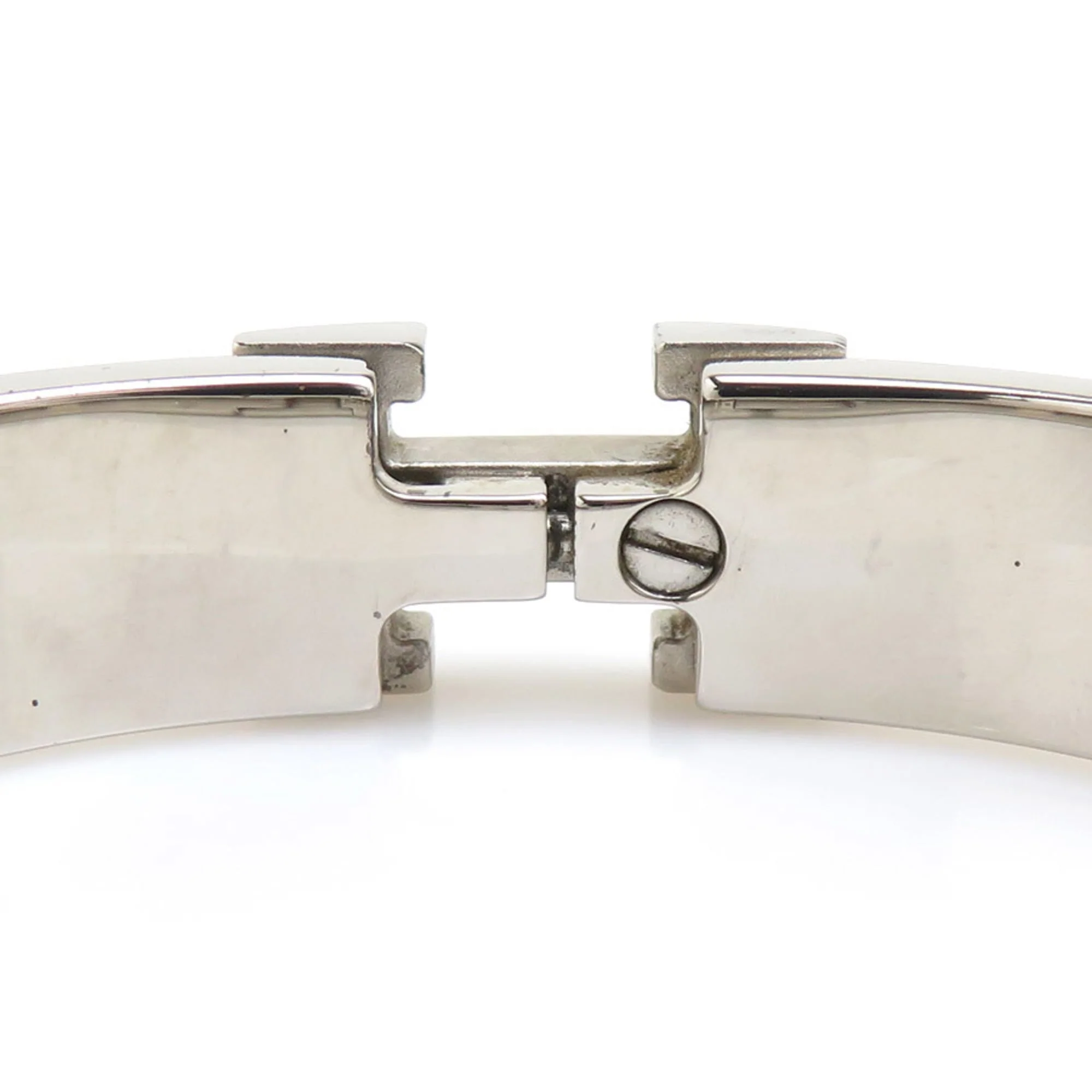 Clic Clack Bracelet Enamel and Metal Off-White and Silver - Image 6