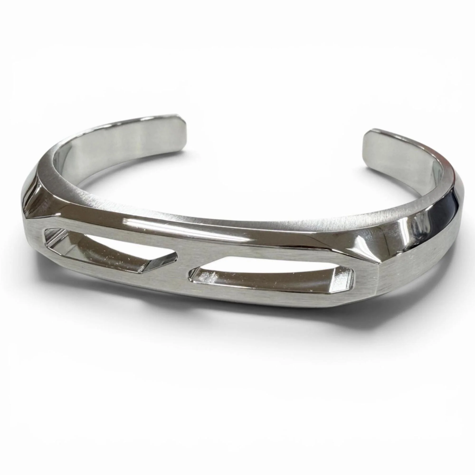 Delta Cuff Bangle Metal Silver Bracelet