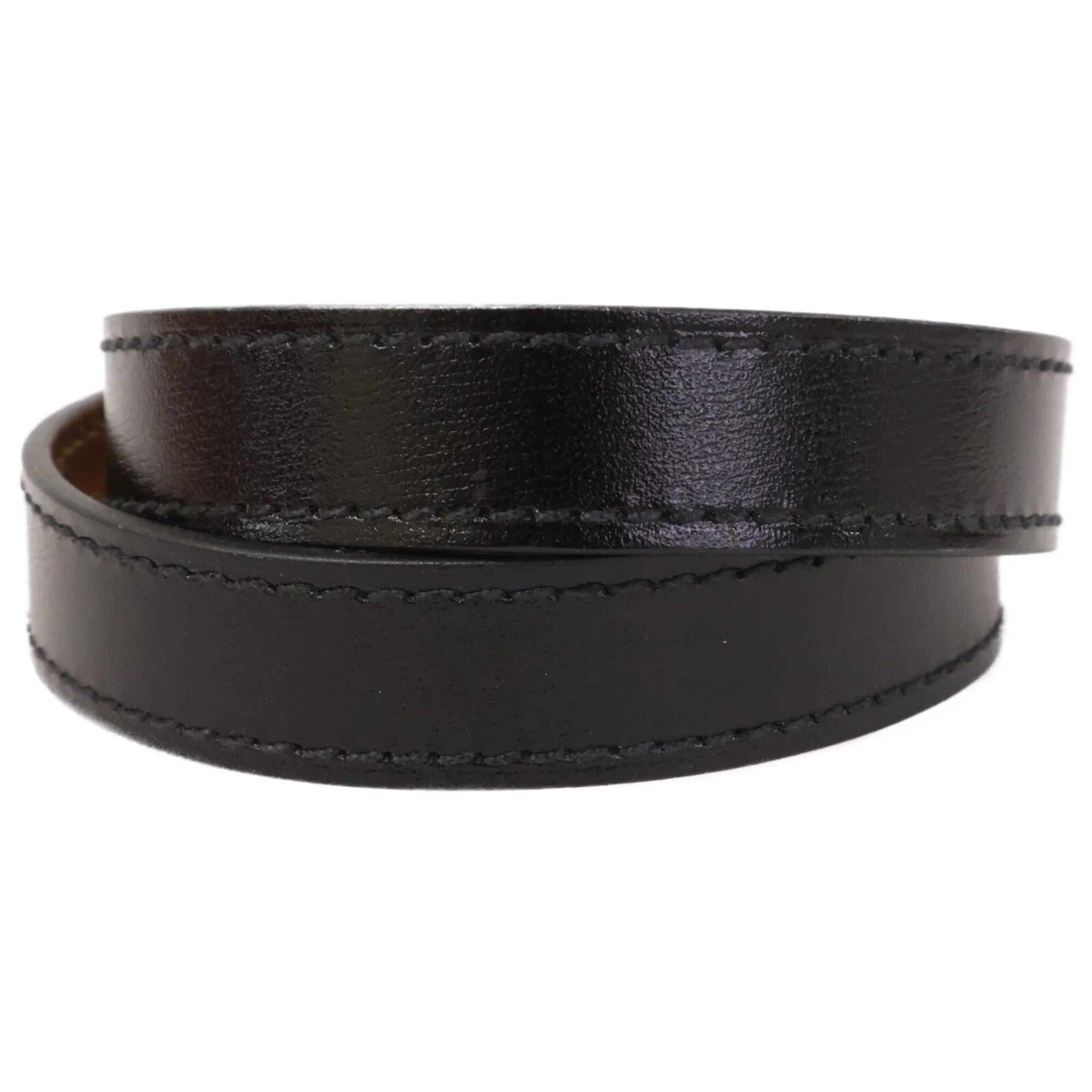 Kelly Double Tour Bracelet Leather Black and Silver - Image 3