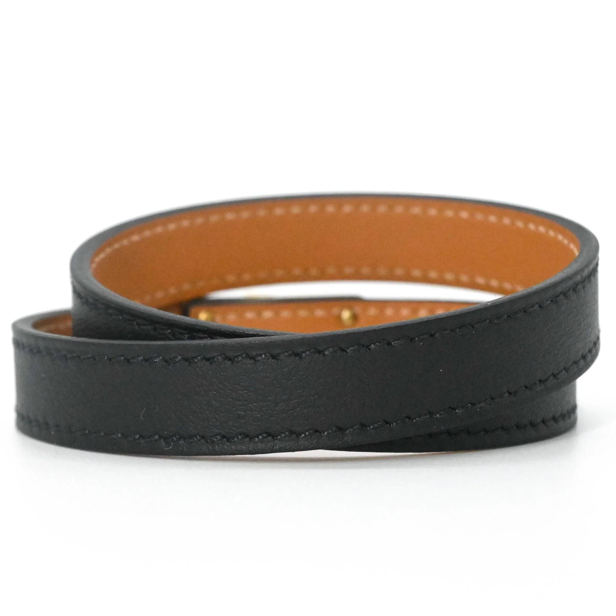 Kelly Double Tour Bracelet Swift Leather Mini Black and Brown - Image 4