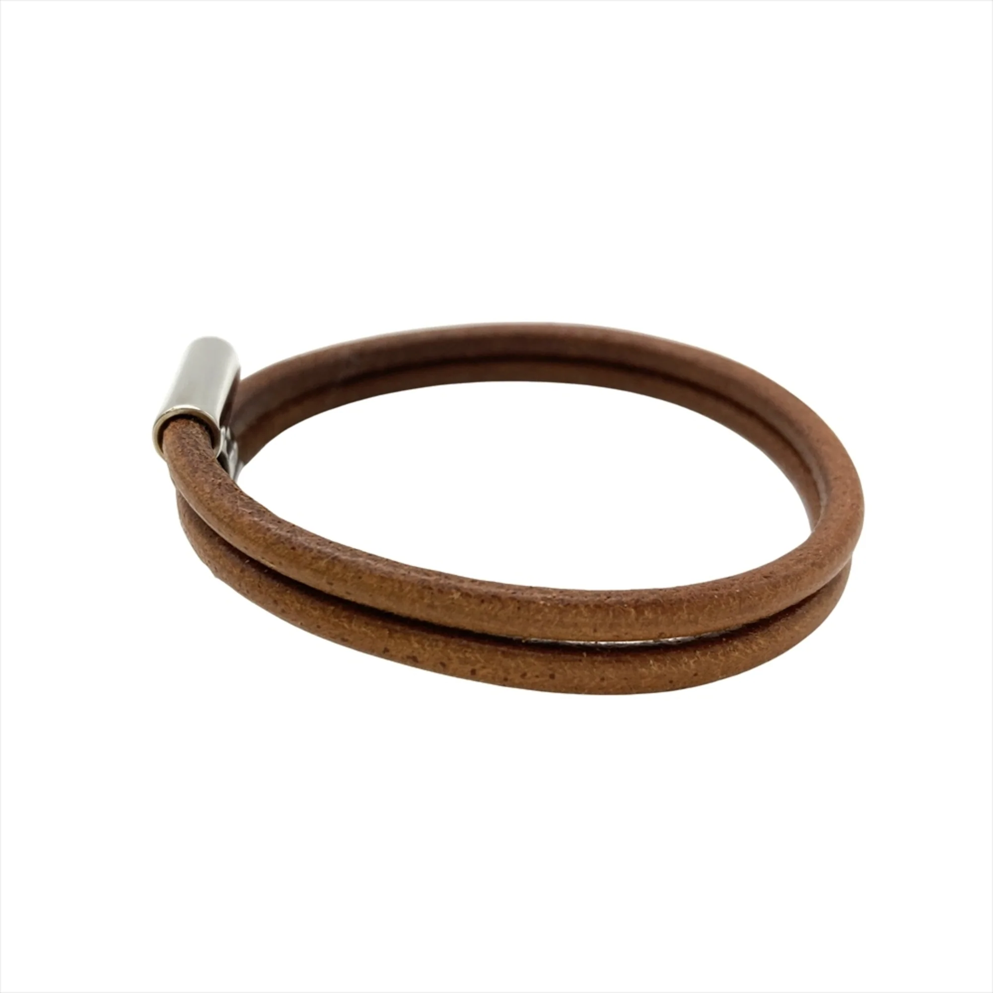 Tourni Tresse Bracelet Leather and Metal Brown and Silver - Image 2