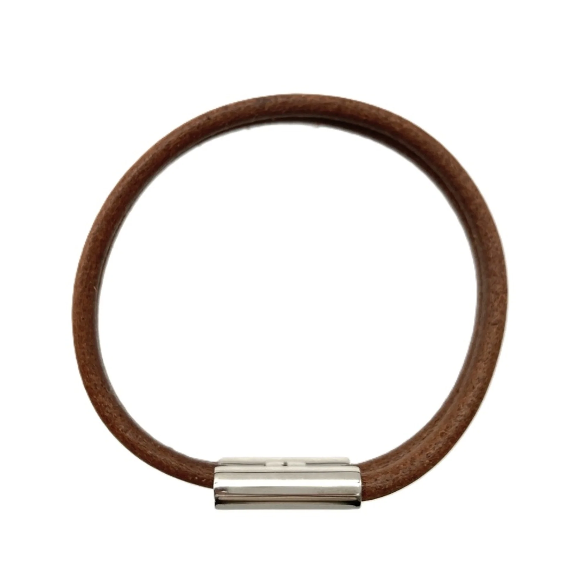 Tourni Tresse Bracelet Leather and Metal Brown and Silver - Image 4