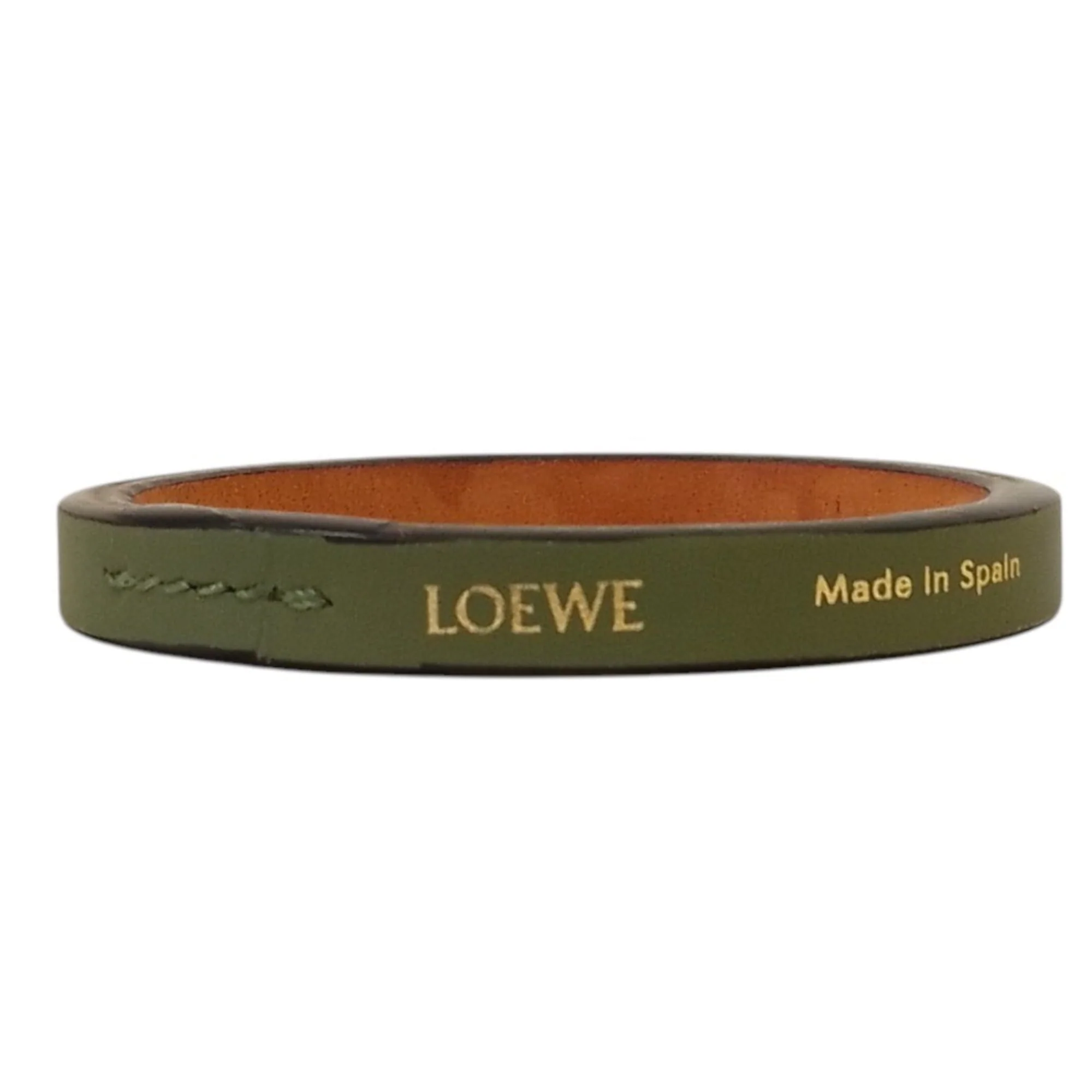 Leather Double Bangle Bracelet Green and Yellow - Image 2