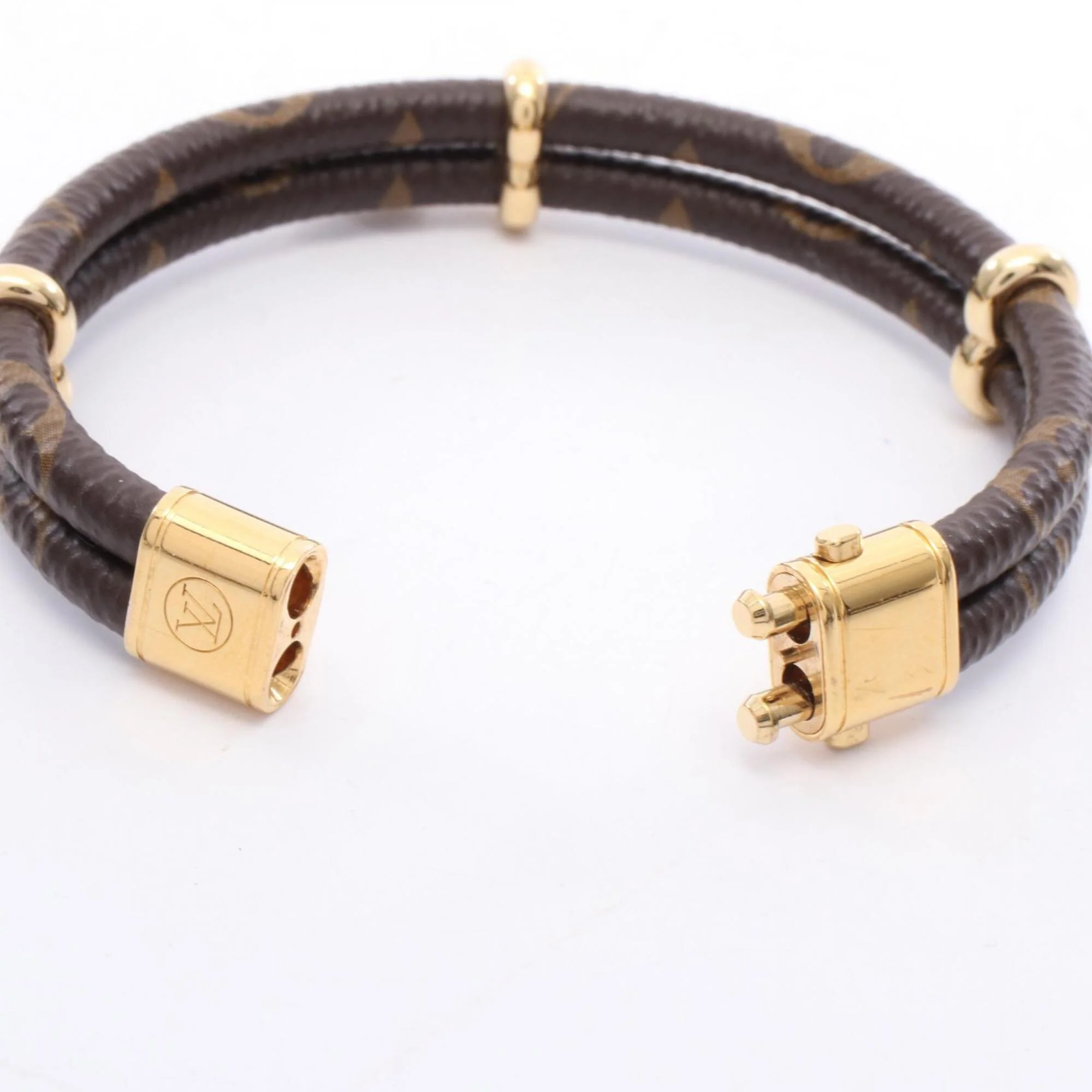 Bracelet Gold Plated Coated Canvas Gold Brown Tones - Image 3