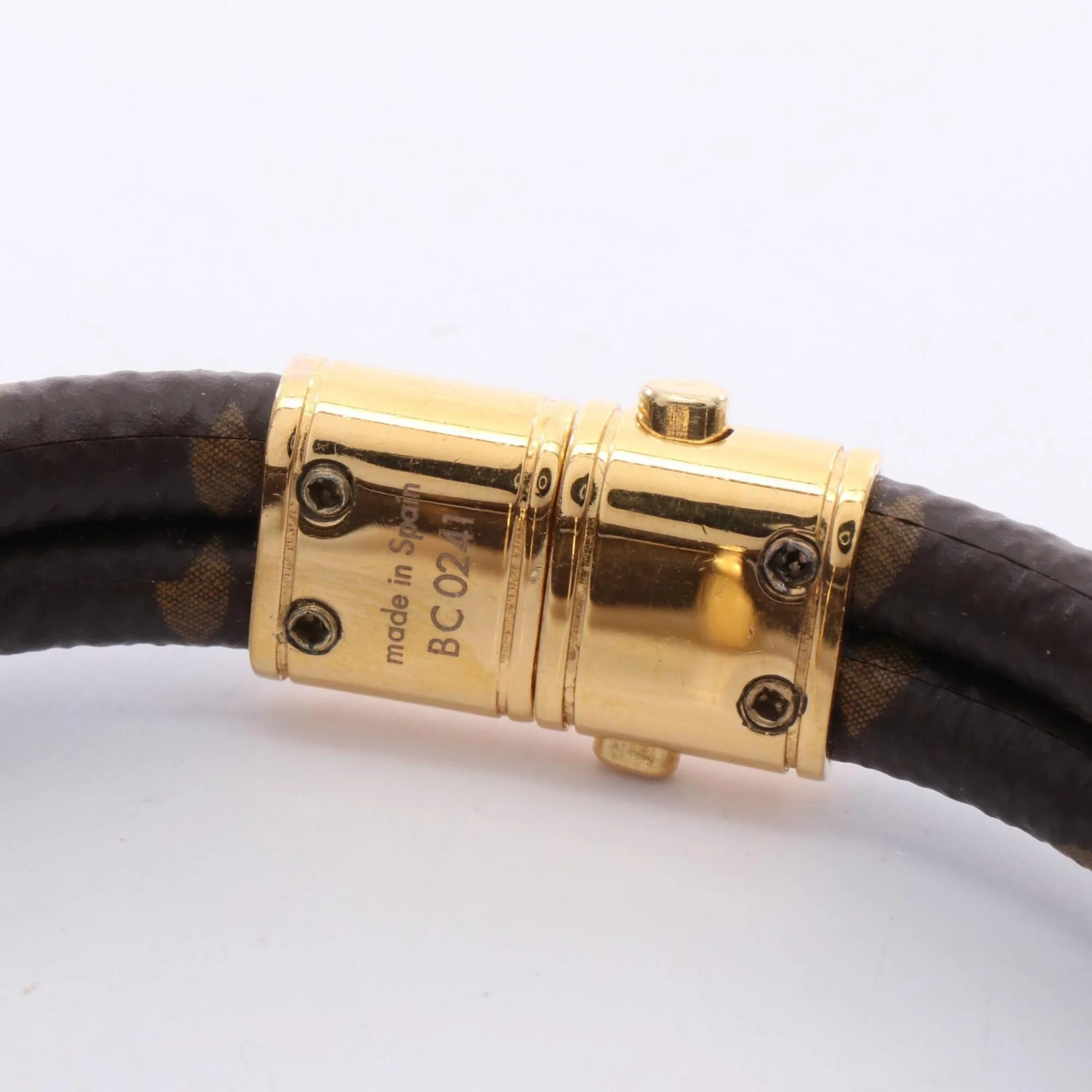 Bracelet Gold Plated Coated Canvas Gold Brown Tones - Image 4