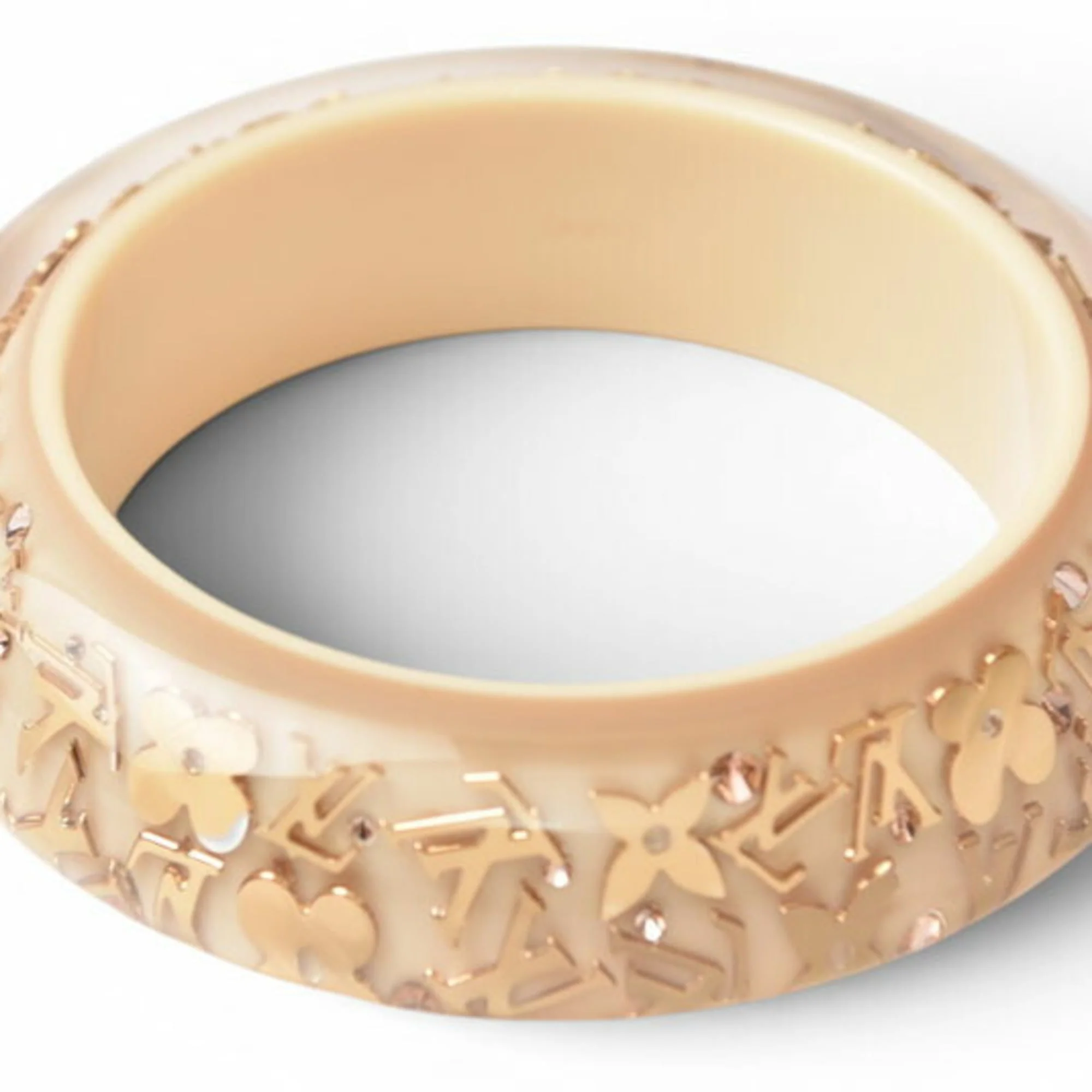 Bracelet Plastic Beige Gold With Crystal
