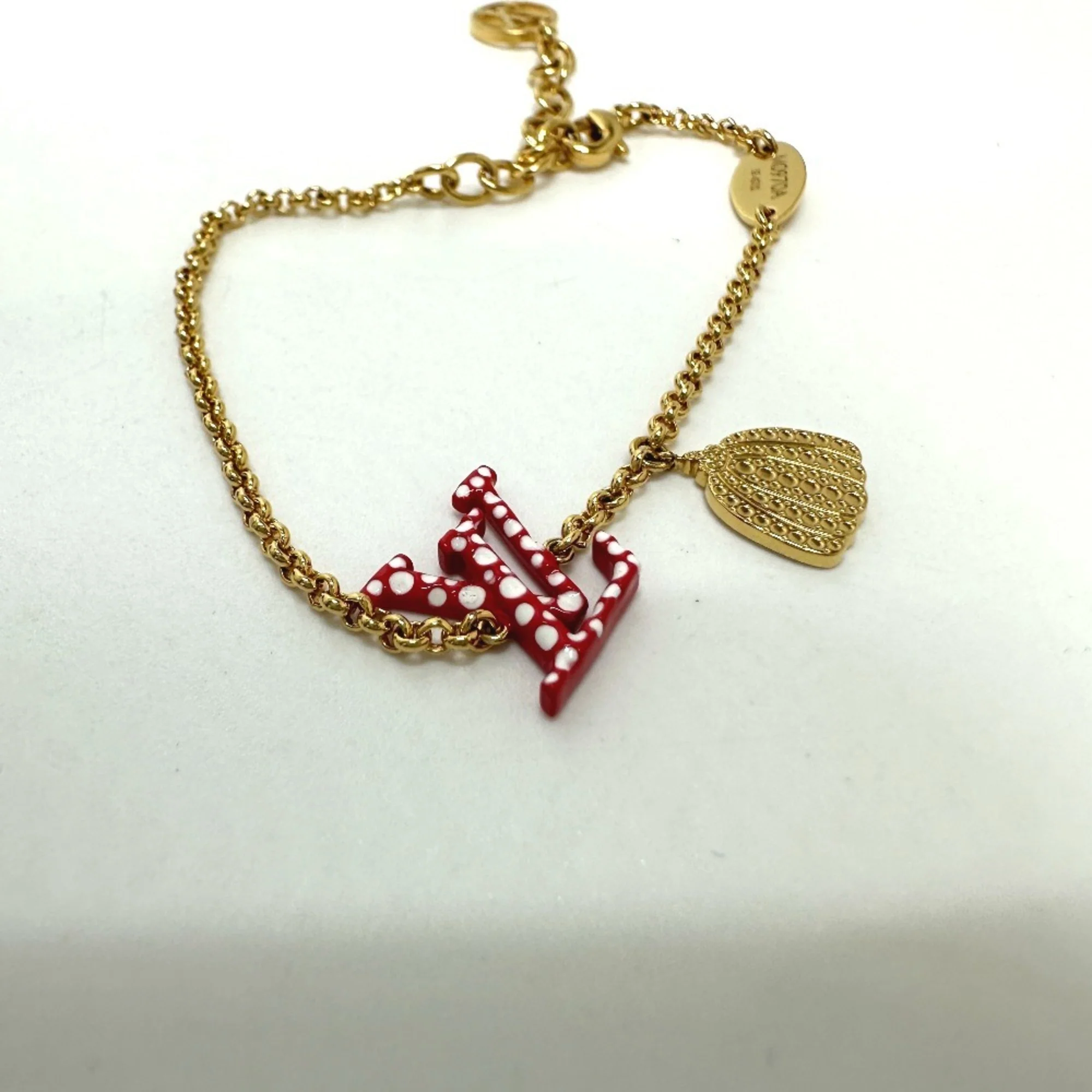 Charm Bracelet Metal Gold and Red - Image 4