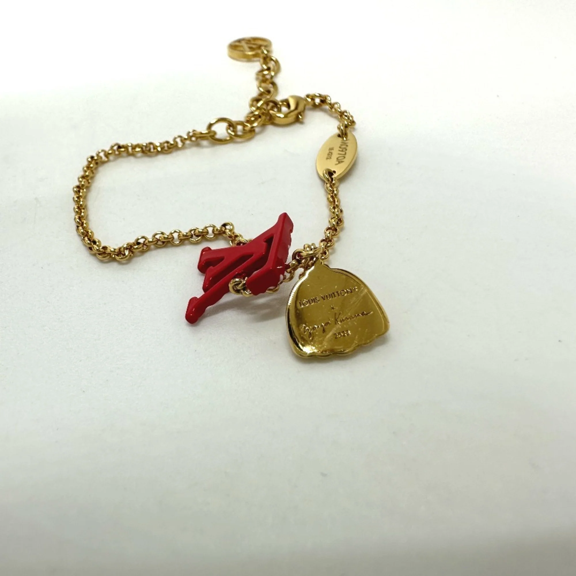 Charm Bracelet Metal Gold and Red - Image 5