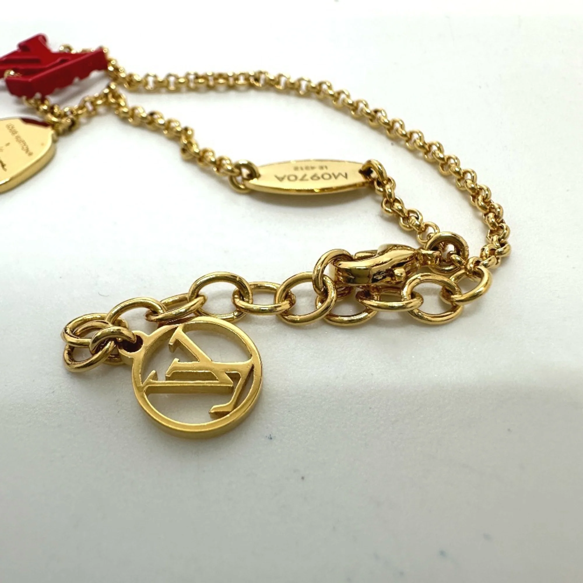 Charm Bracelet Metal Gold and Red - Image 6