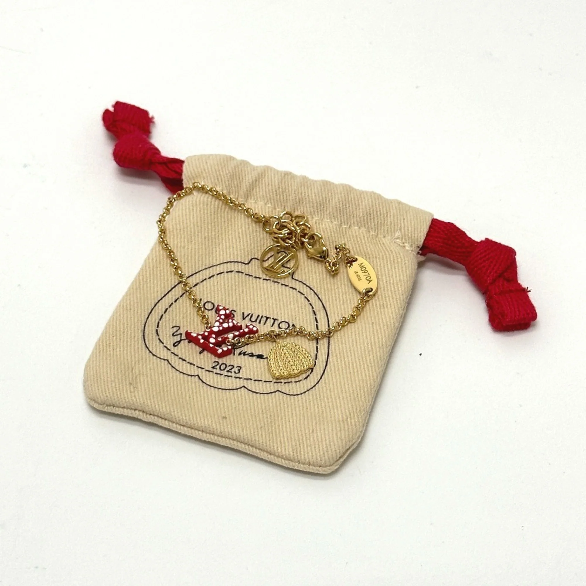 Charm Bracelet Metal Gold and Red - Image 7