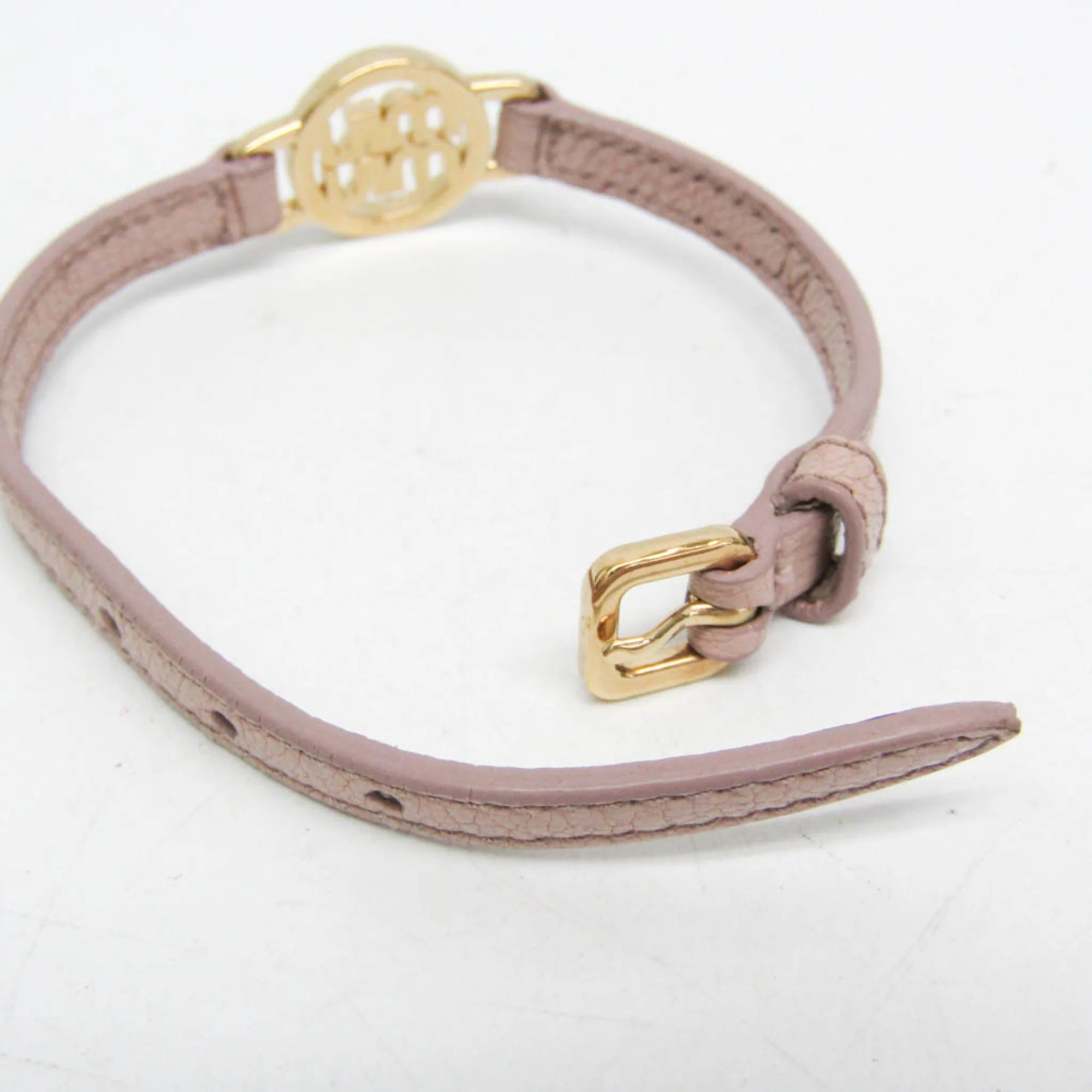 Charm Bracelet Leather and Metal Light Pink with Rhinestone - Image 3