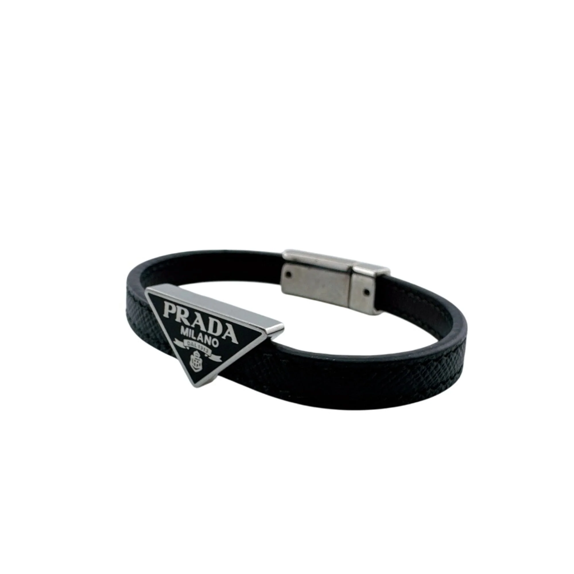 Triangle Plate Bracelet Leather Black