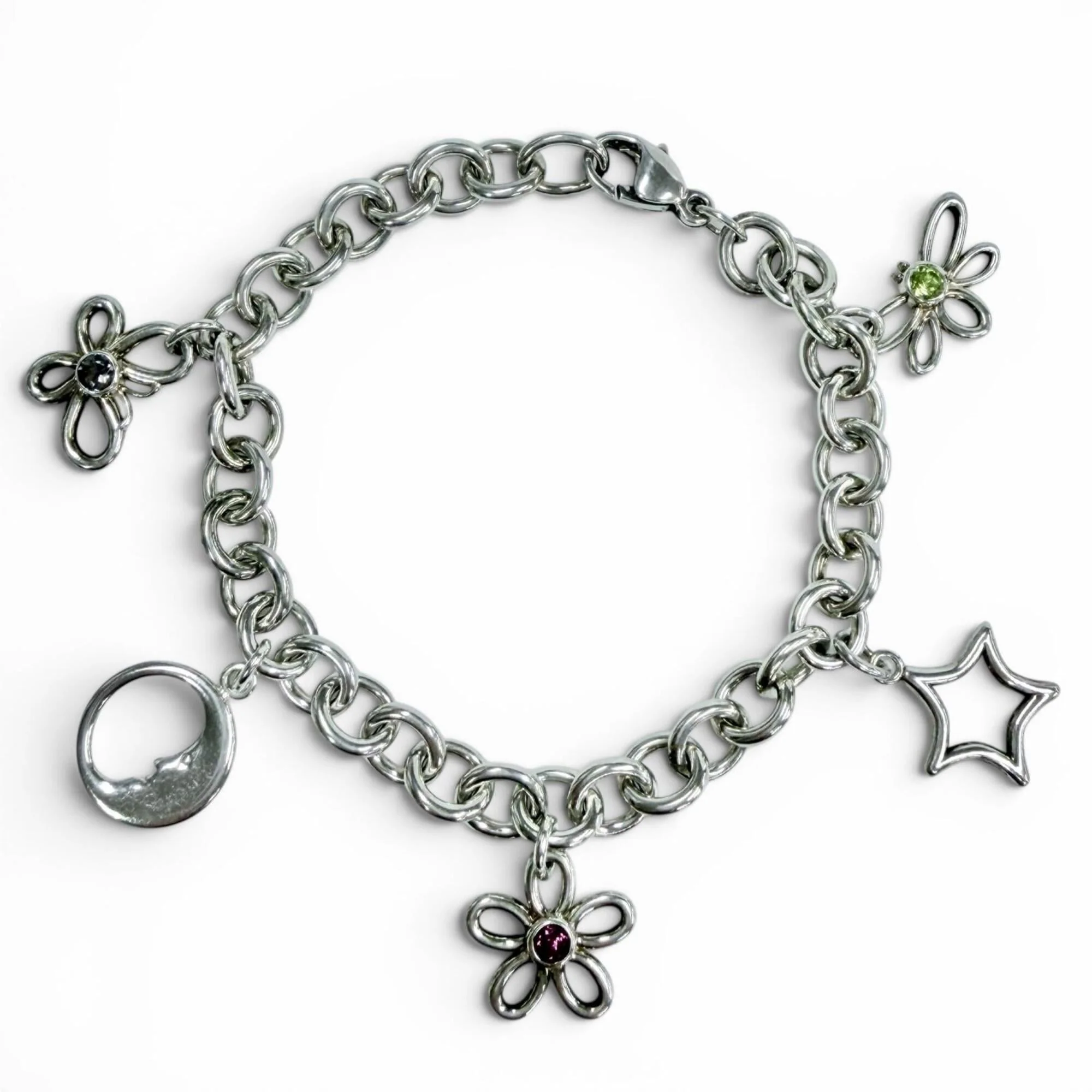 Bracelet Sterling Silver with Garnet and Peridot