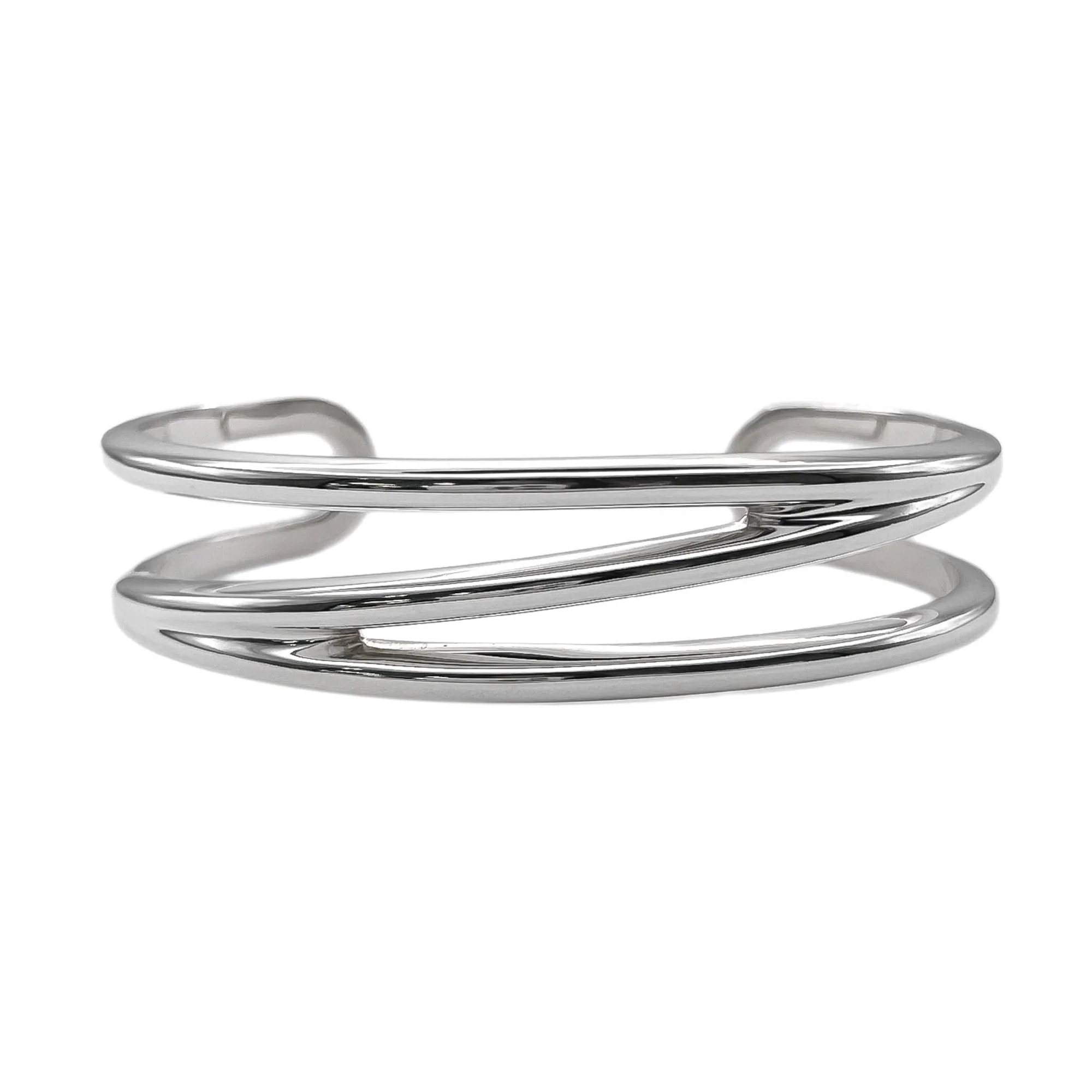 Diagonal Bangle Bracelet Sterling Silver