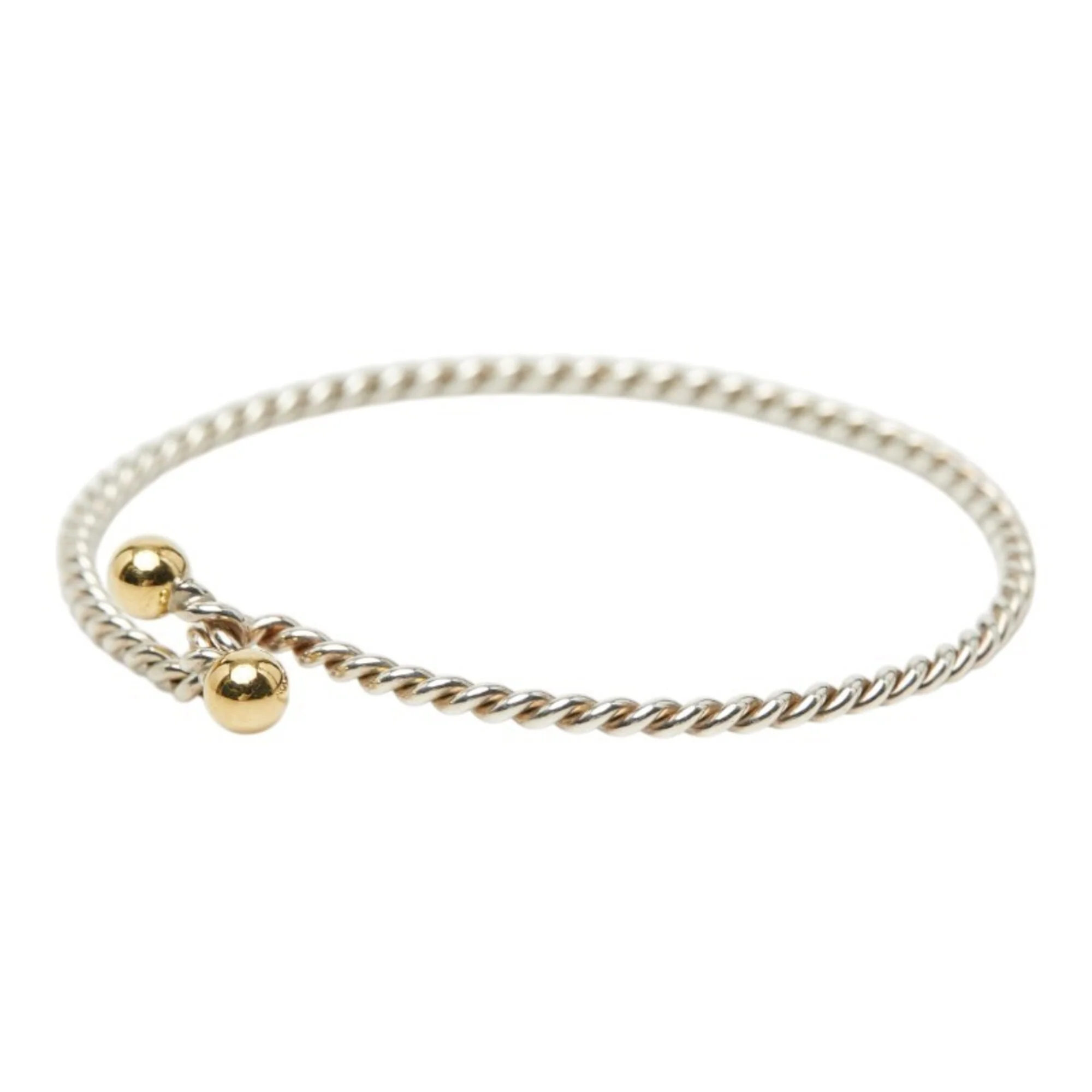 Double Eye Twist Bracelet Sterling Silver and 18K Yellow Gold