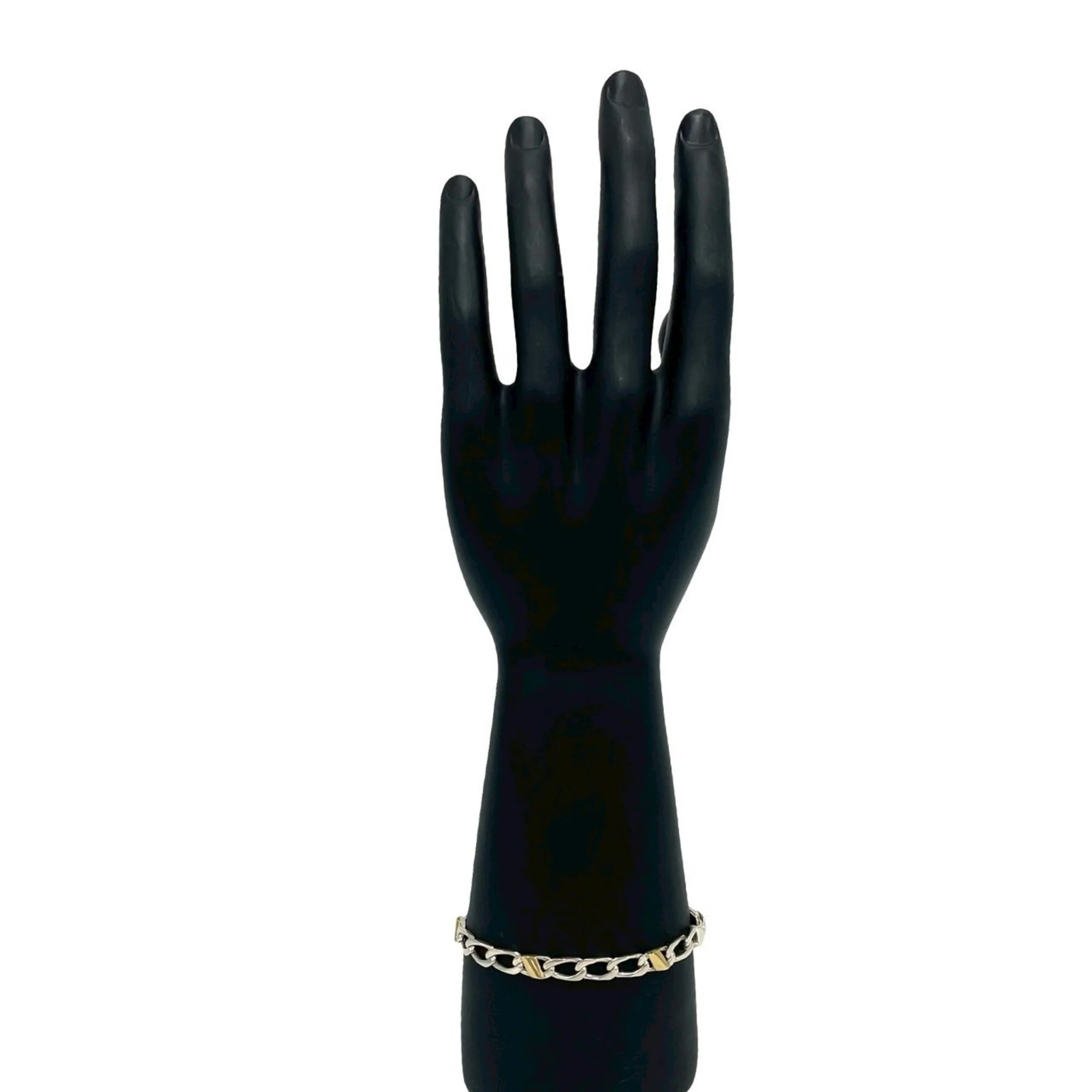 Figaro Bracelet Sterling Silver and 18K Yellow Gold - Image 2