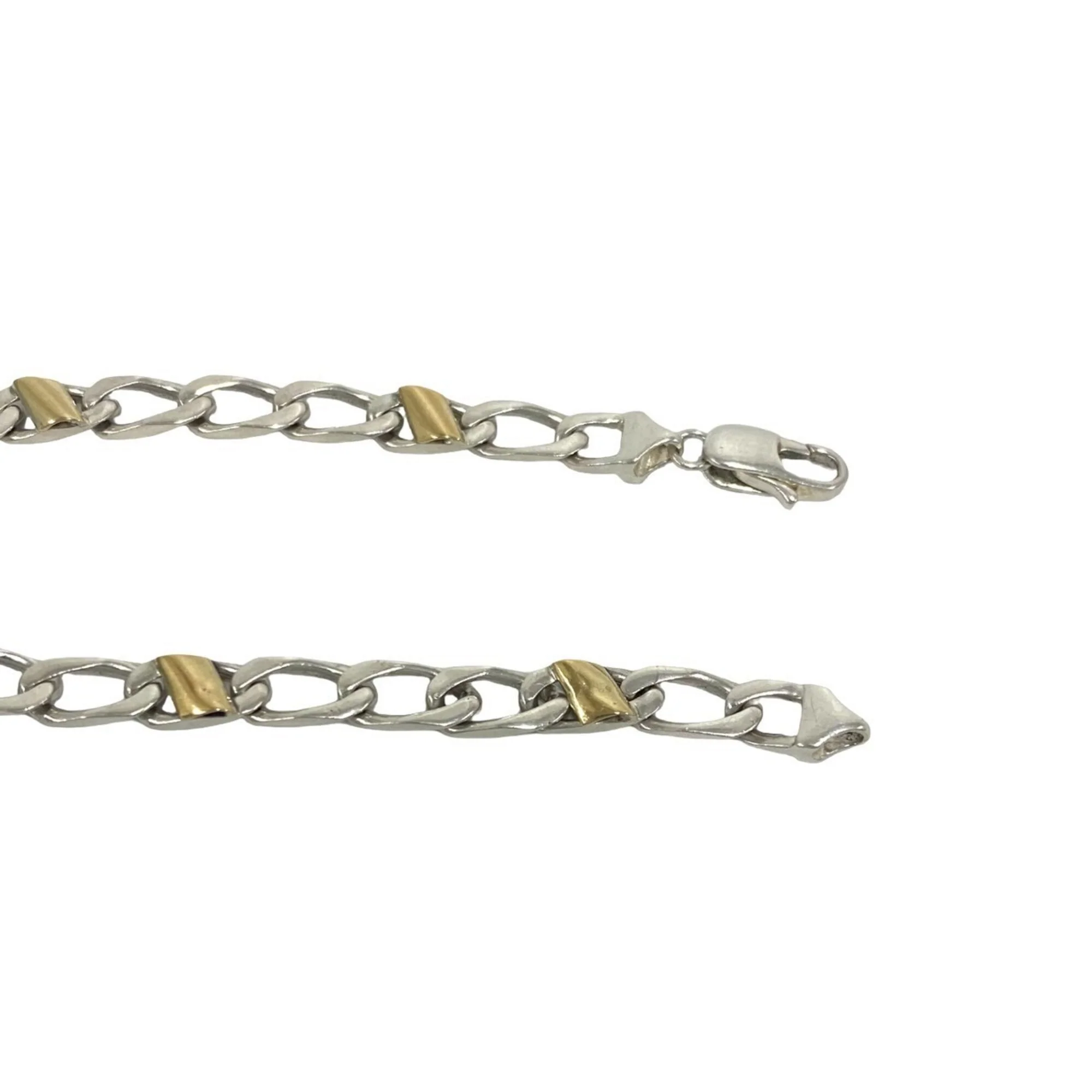 Figaro Bracelet Sterling Silver and 18K Yellow Gold - Image 4