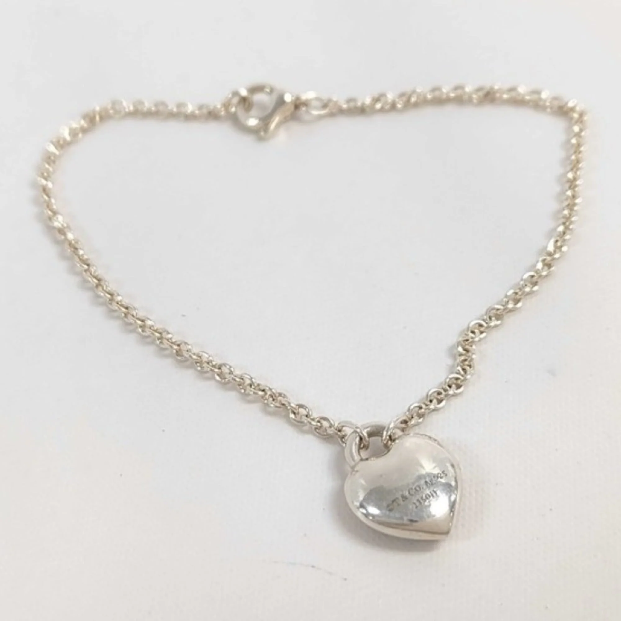 Full Heart Charm Bracelet Sterling Silver - Image 2