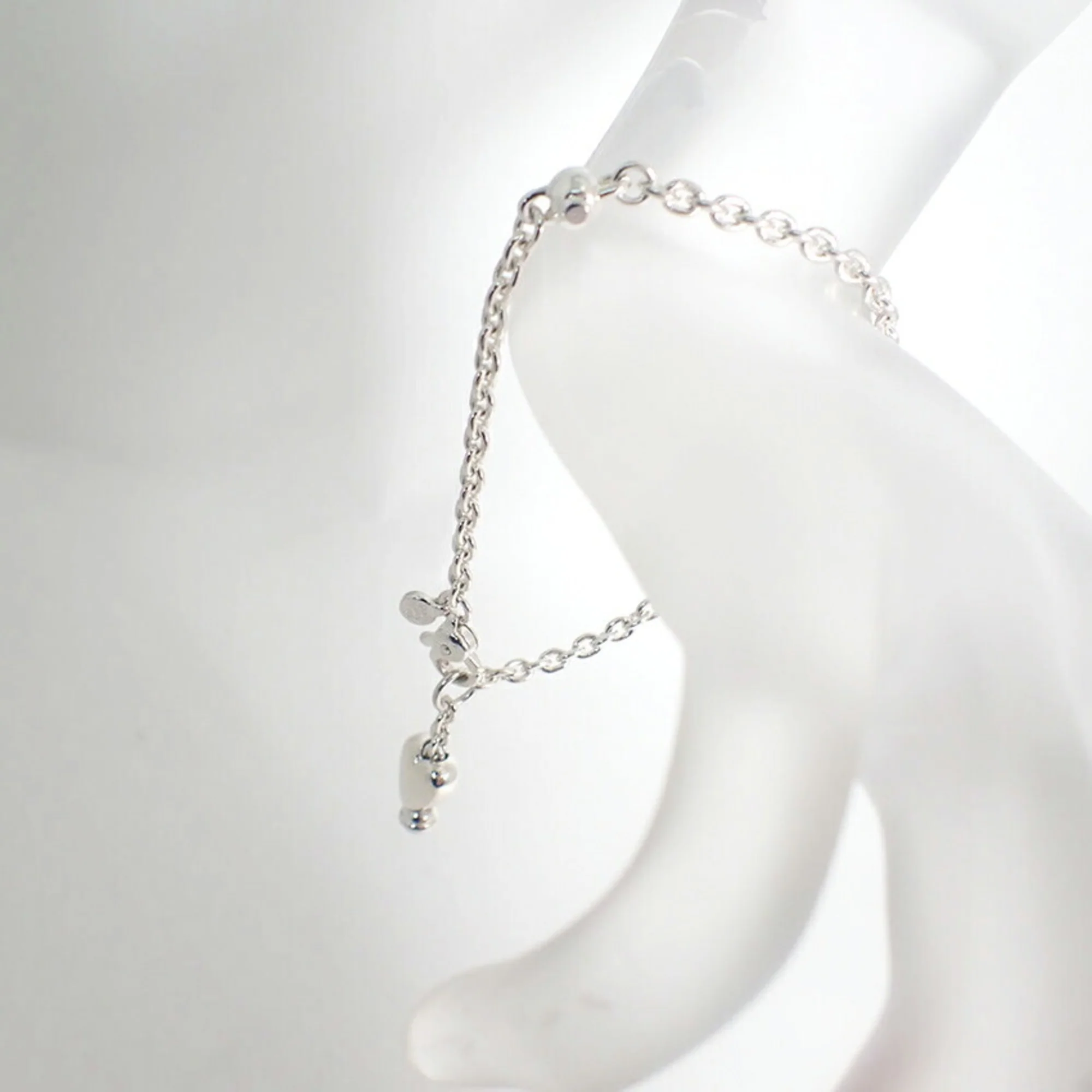 Heart Charm Bracelet Sterling Silver - Image 3