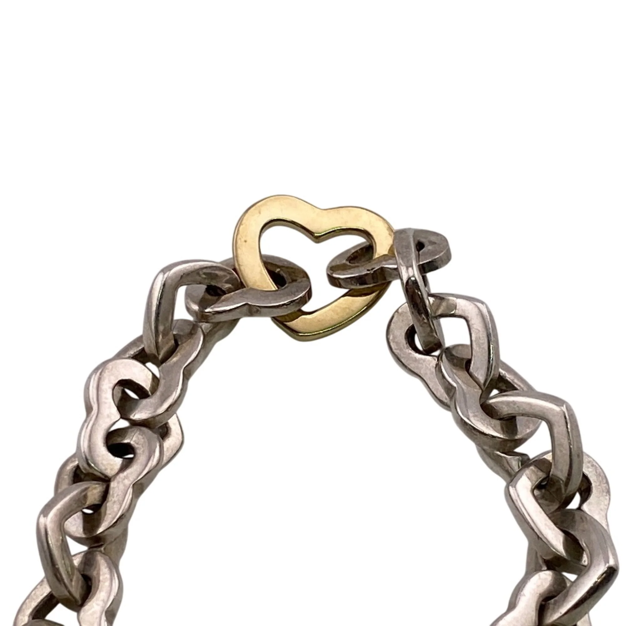 Heart Link Bracelet Sterling Silver and 18K Yellow Gold - Image 2