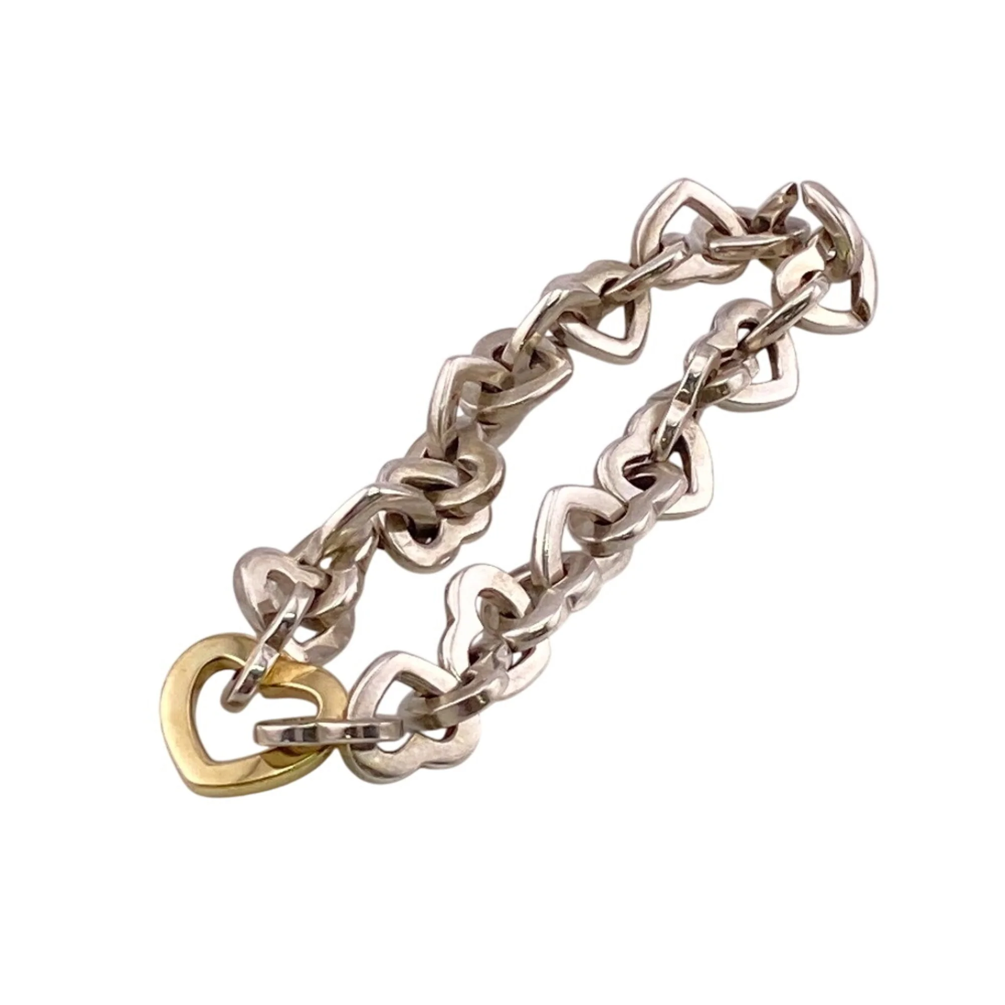 Heart Link Bracelet Sterling Silver and 18K Yellow Gold - Image 5