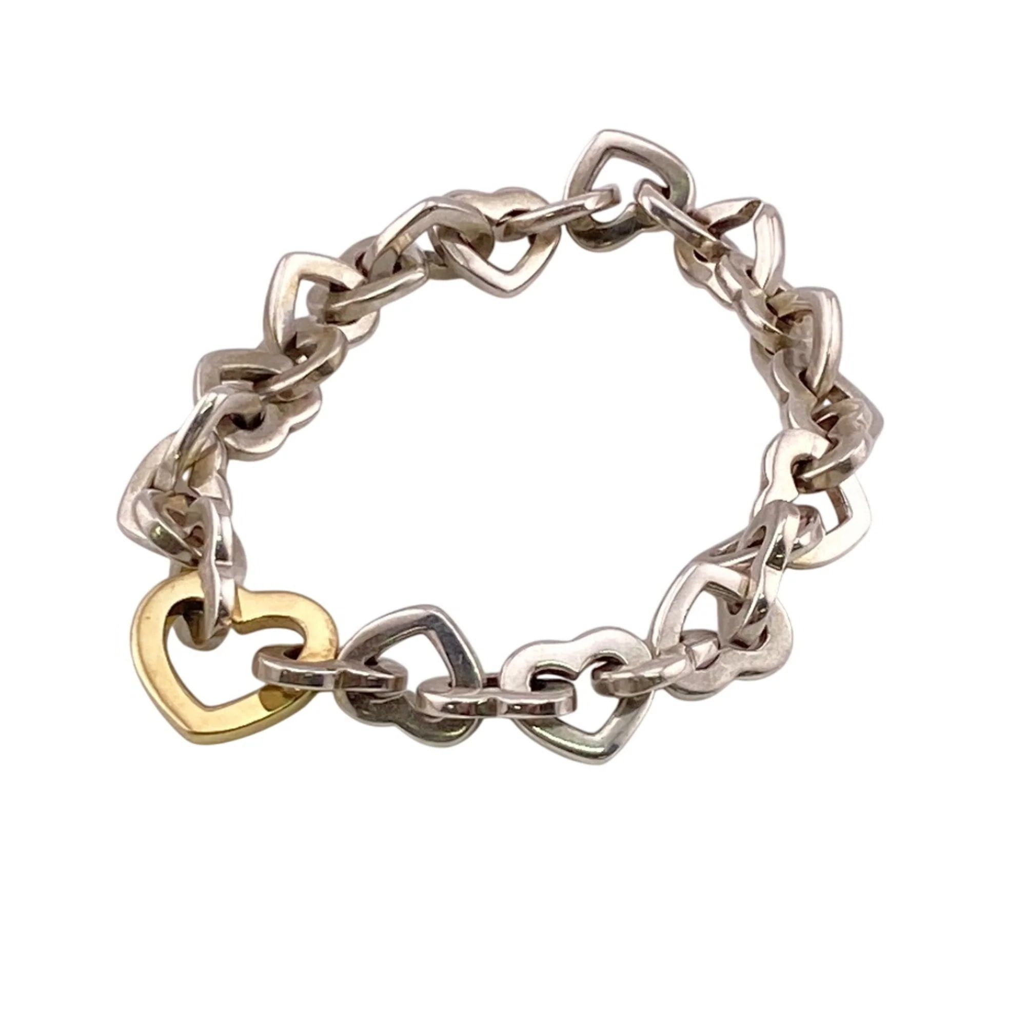 Heart Link Bracelet Sterling Silver and 18K Yellow Gold - Image 6