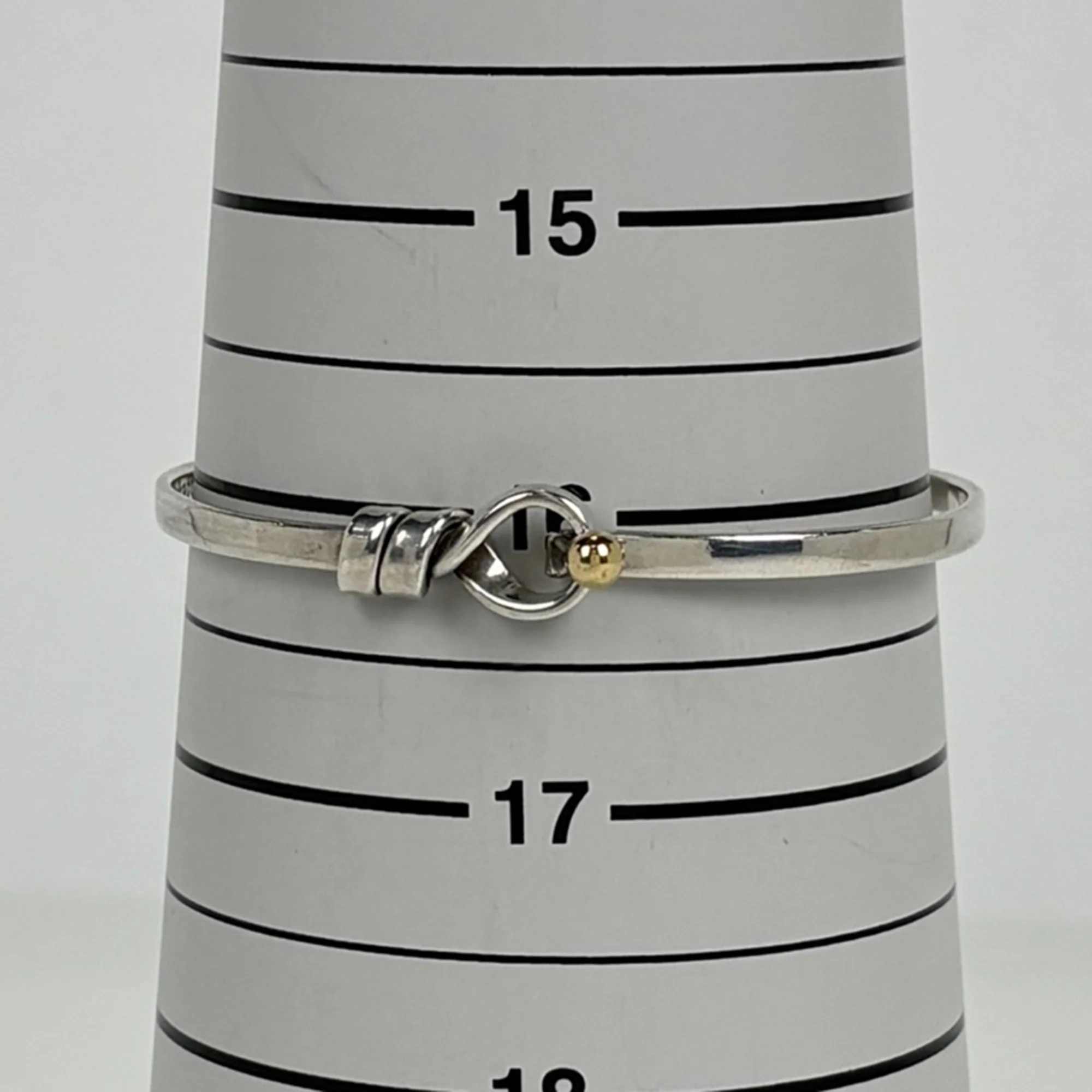 Hook Eye Bangle Bracelet 18K Gold and Sterling Silver Love Knot - Image 6