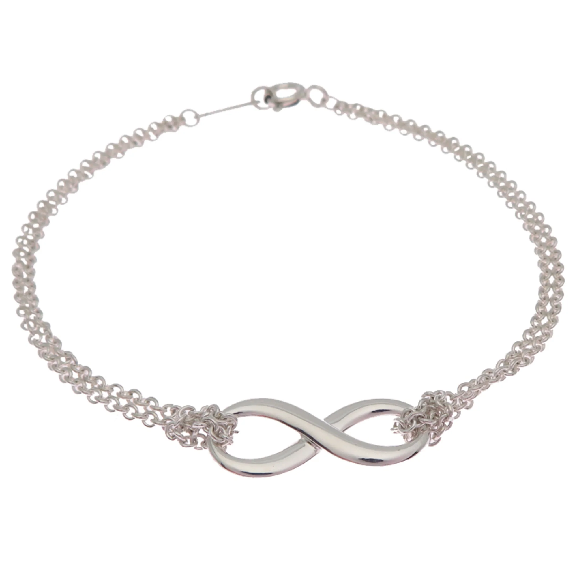 Infinity Double Chain Bracelet Sterling Silver