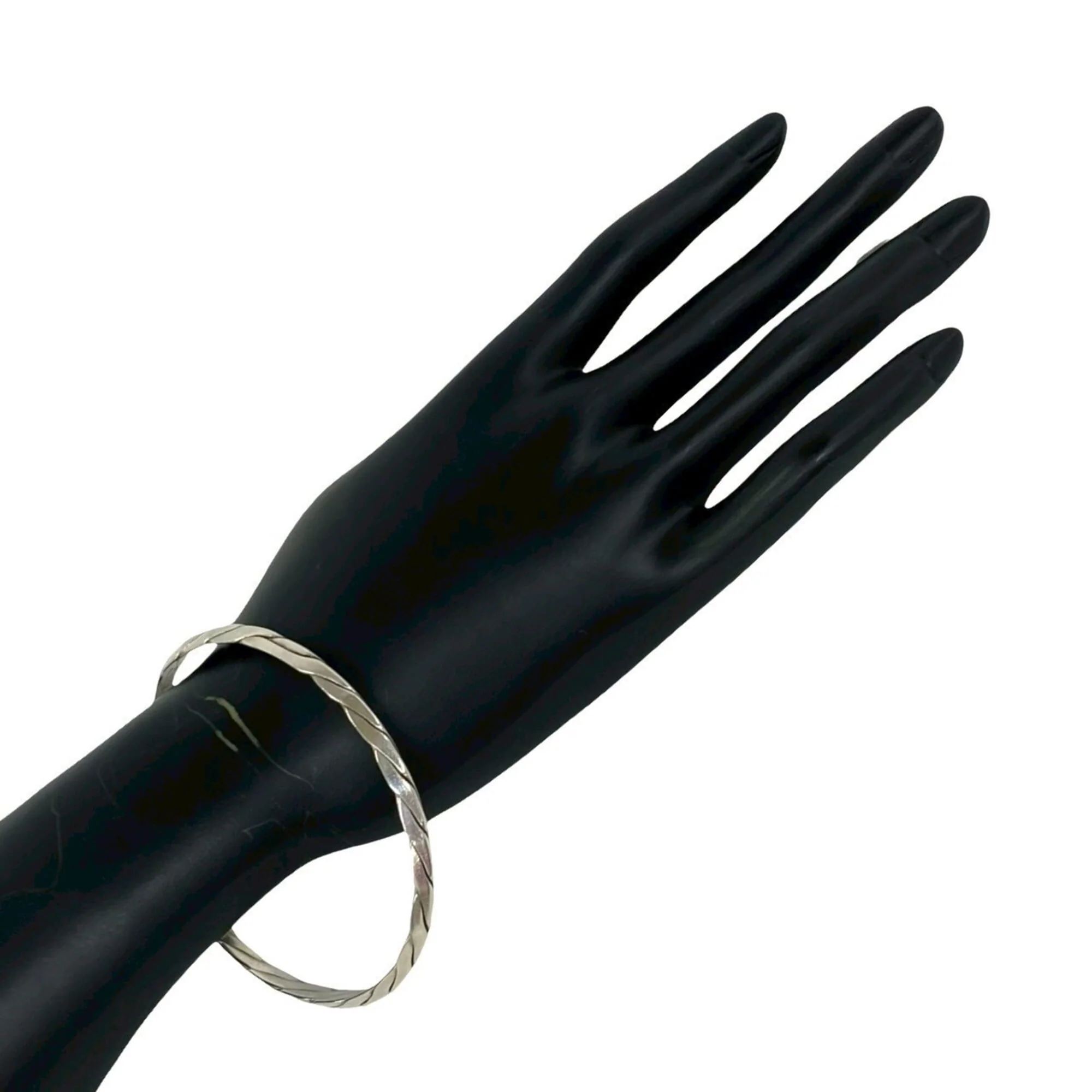 Knife Edge Twist Bangle Sterling Silver Bracelet - Image 2