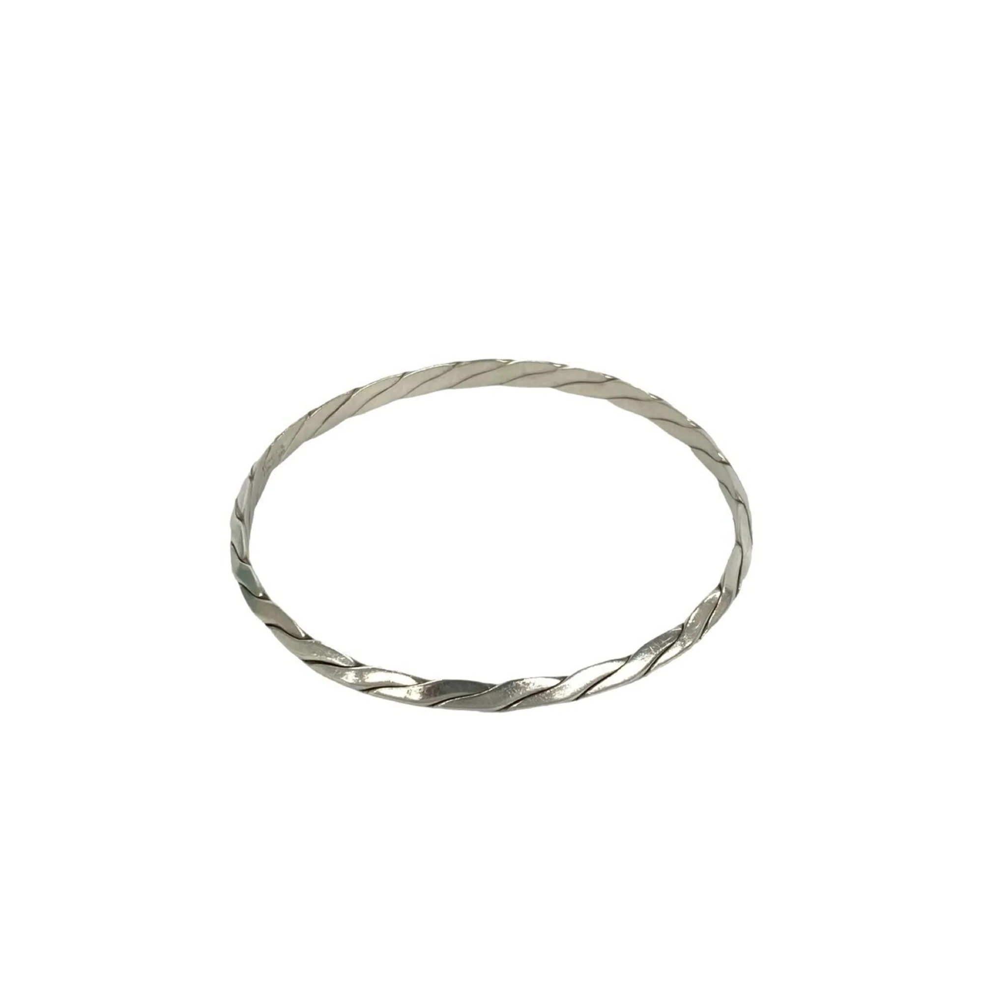 Knife Edge Twist Bangle Sterling Silver Bracelet - Image 6