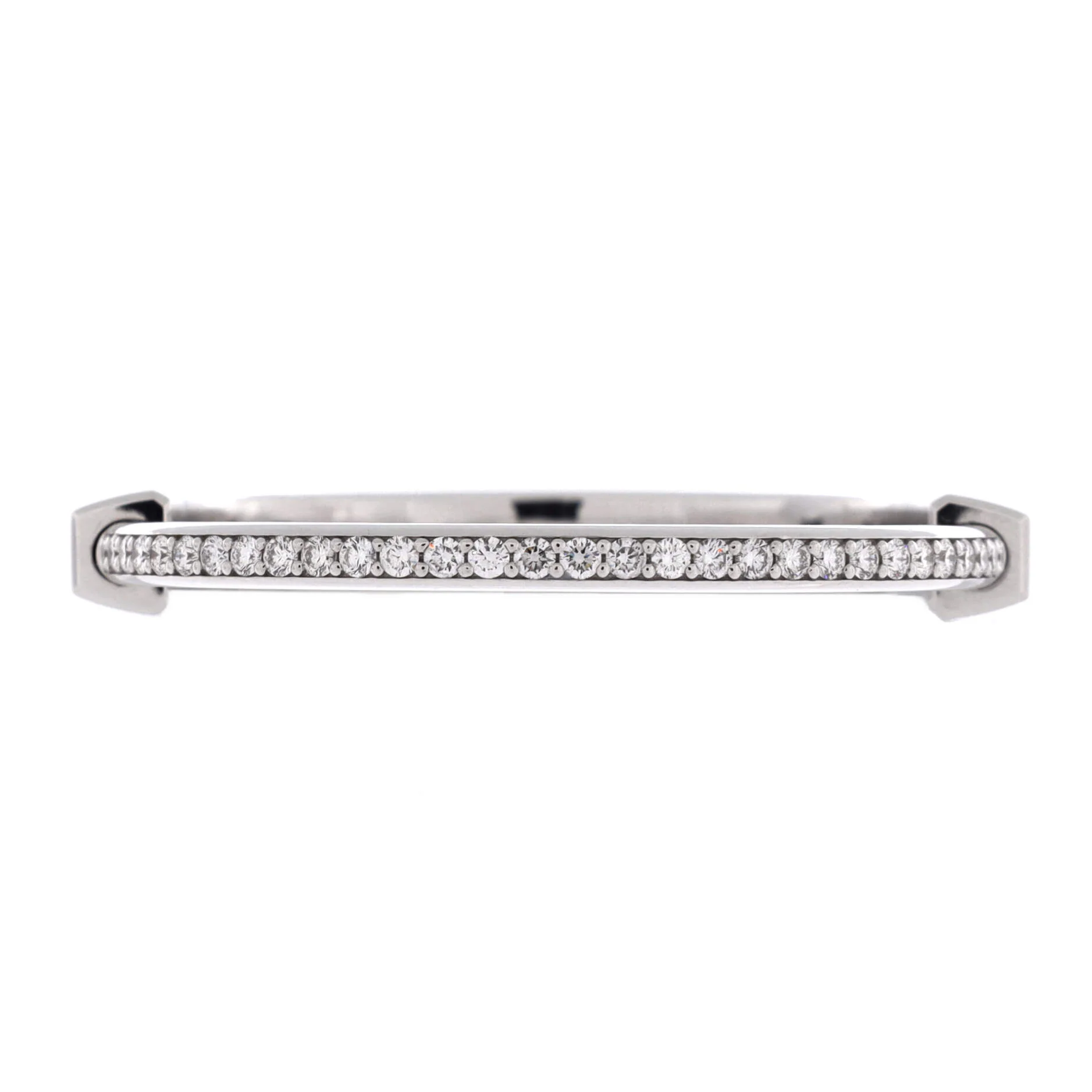 Lock Bangle Bracelet 18K White Gold with Pave Diamonds
