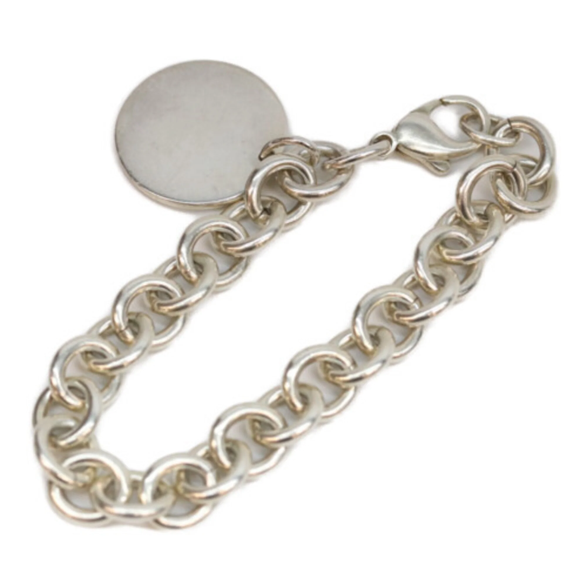 Round Plate Charm Bracelet Sterling Silver - Image 5
