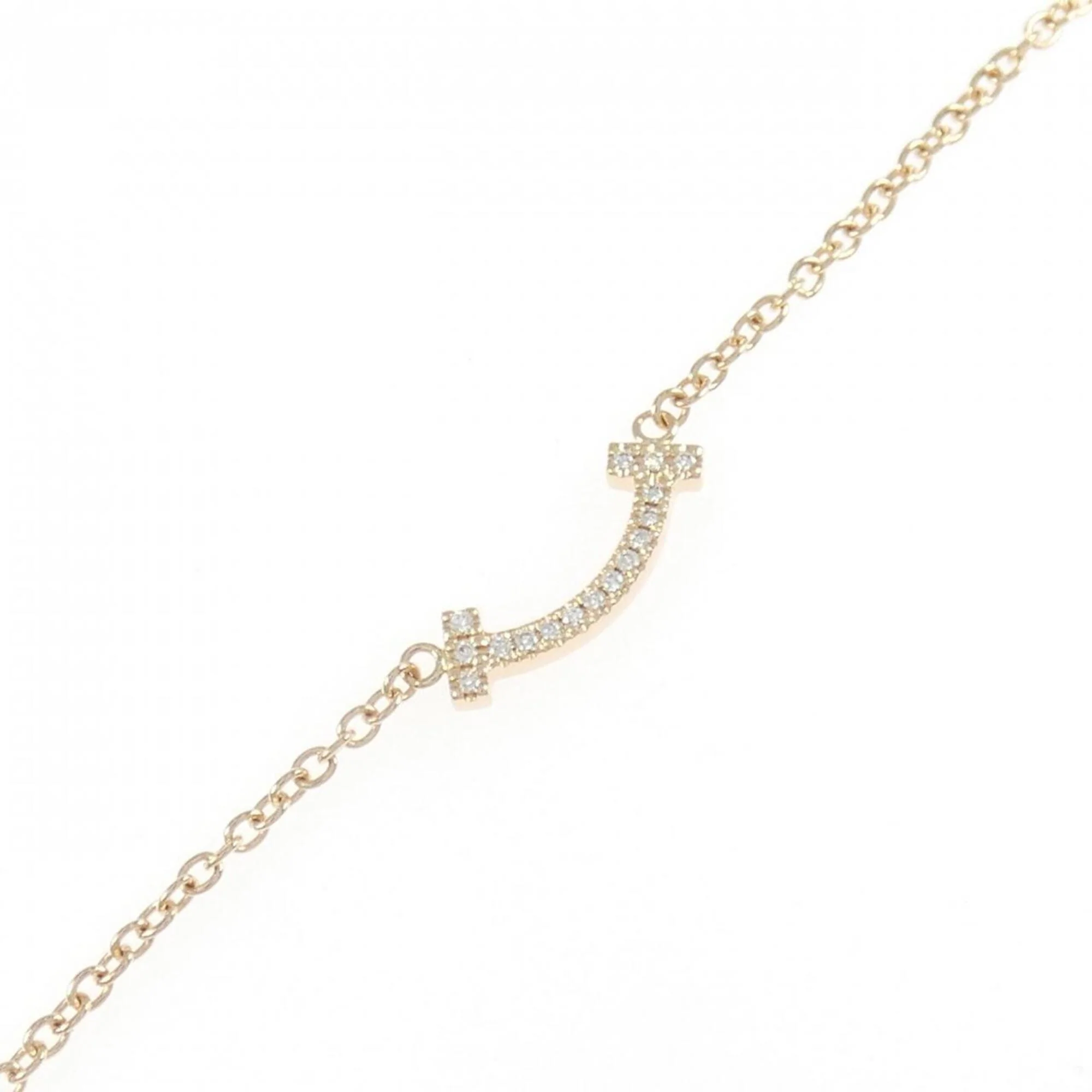 T Smile Mini Pendant Necklace 18K Rose Gold with Diamonds