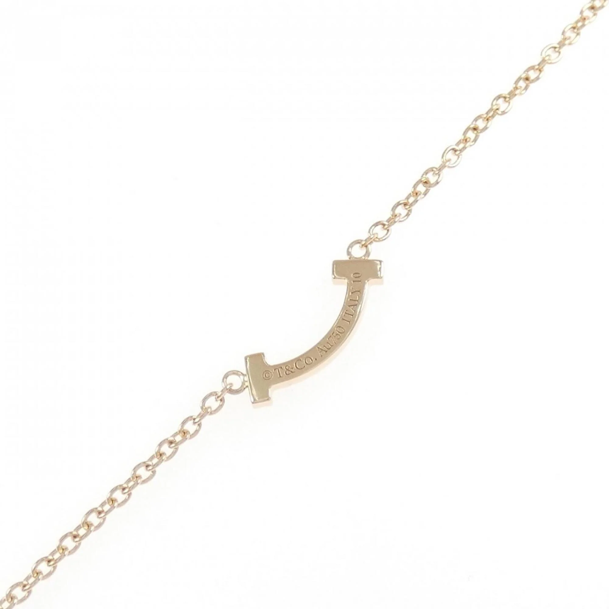 T Smile Mini Pendant Necklace 18K Rose Gold with Diamonds - Image 2