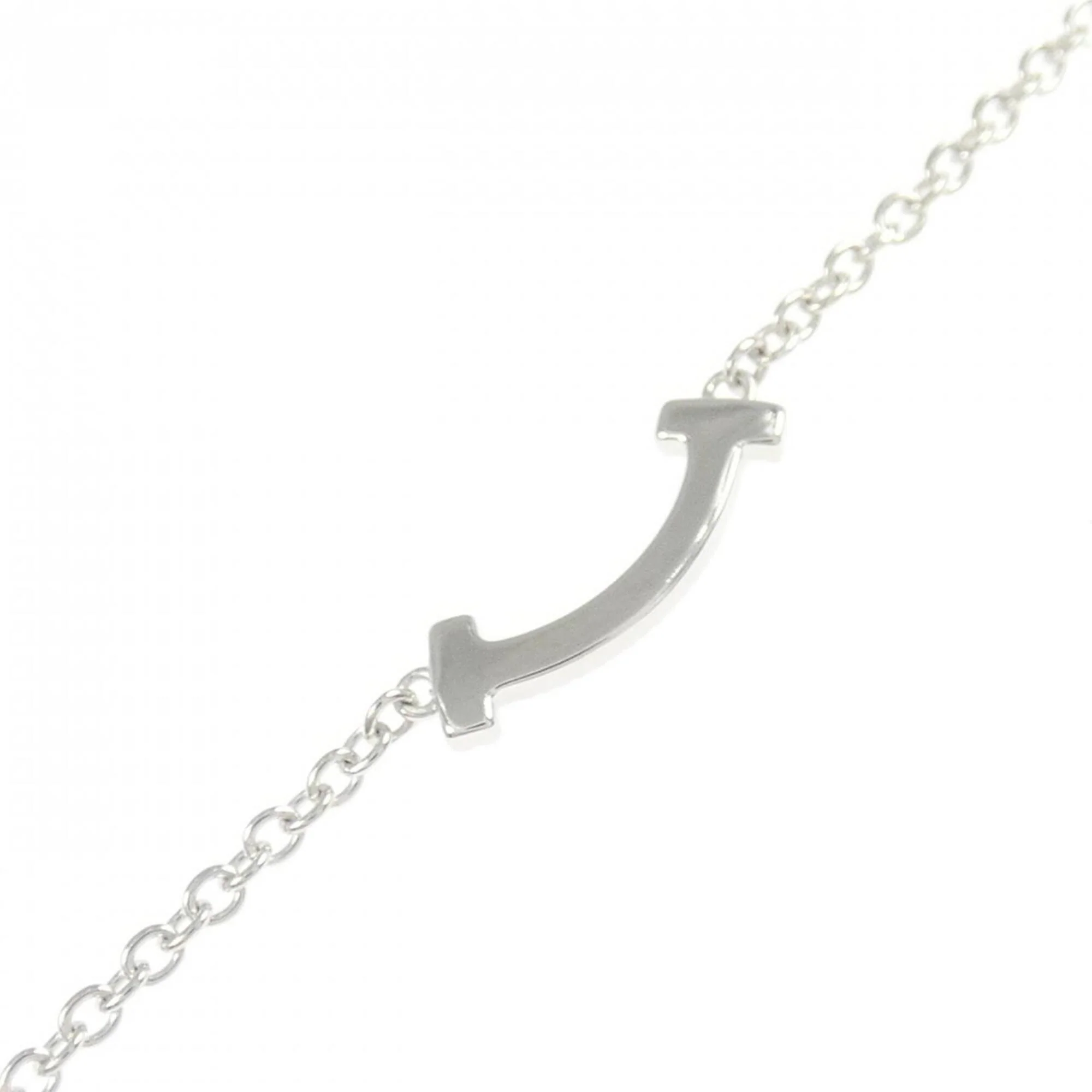 T Smile Mini Pendant Necklace 18K White Gold with Diamonds - Image 2
