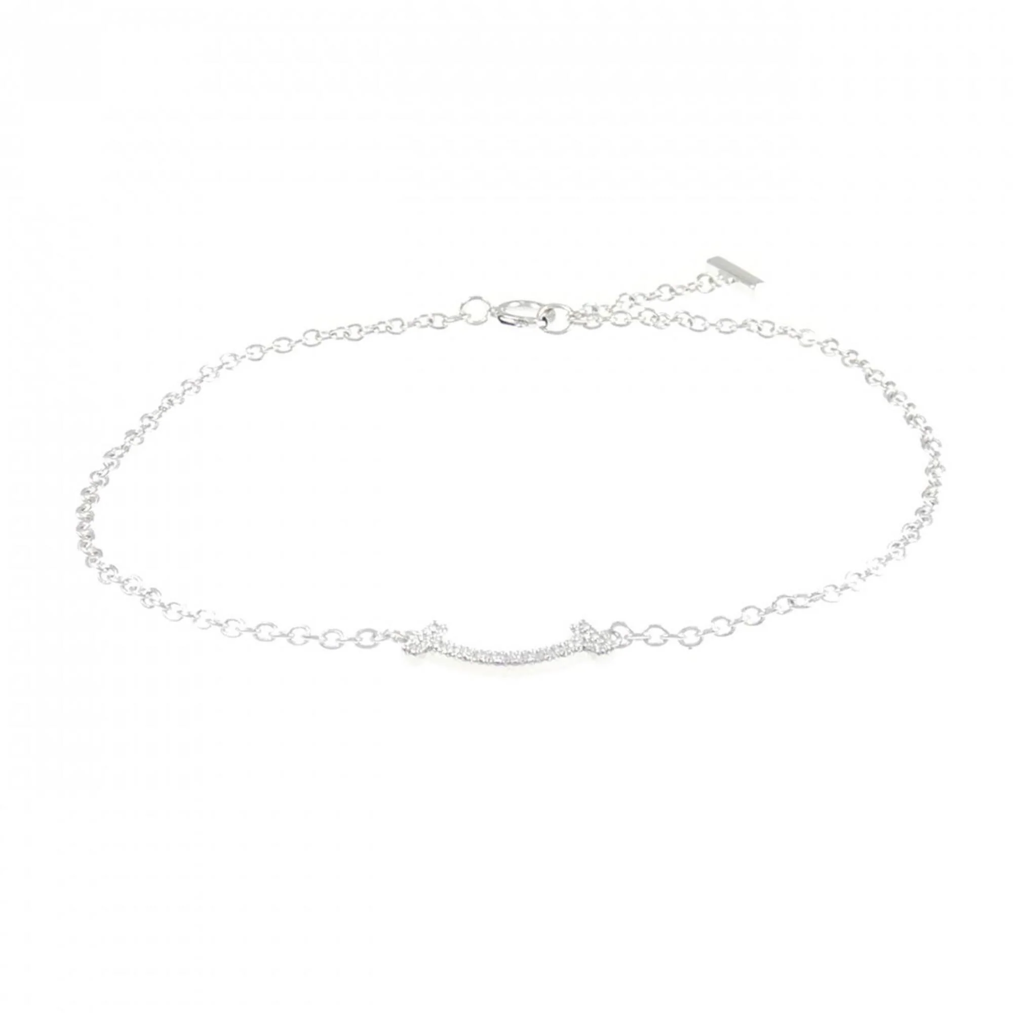 T Smile Mini Pendant Necklace 18K White Gold with Diamonds - Image 3
