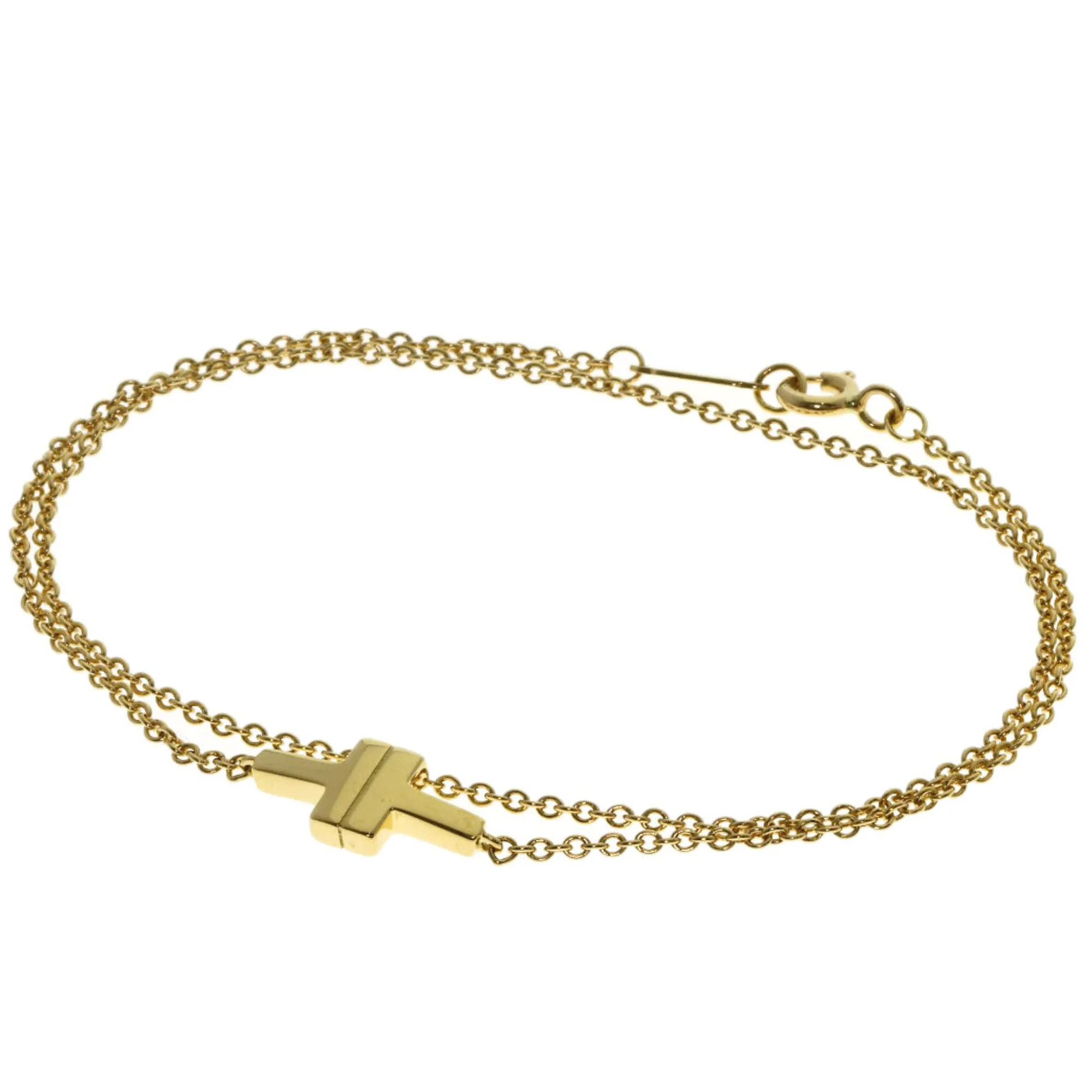 T TOW Double Chain Bracelet 18K Yellow Gold