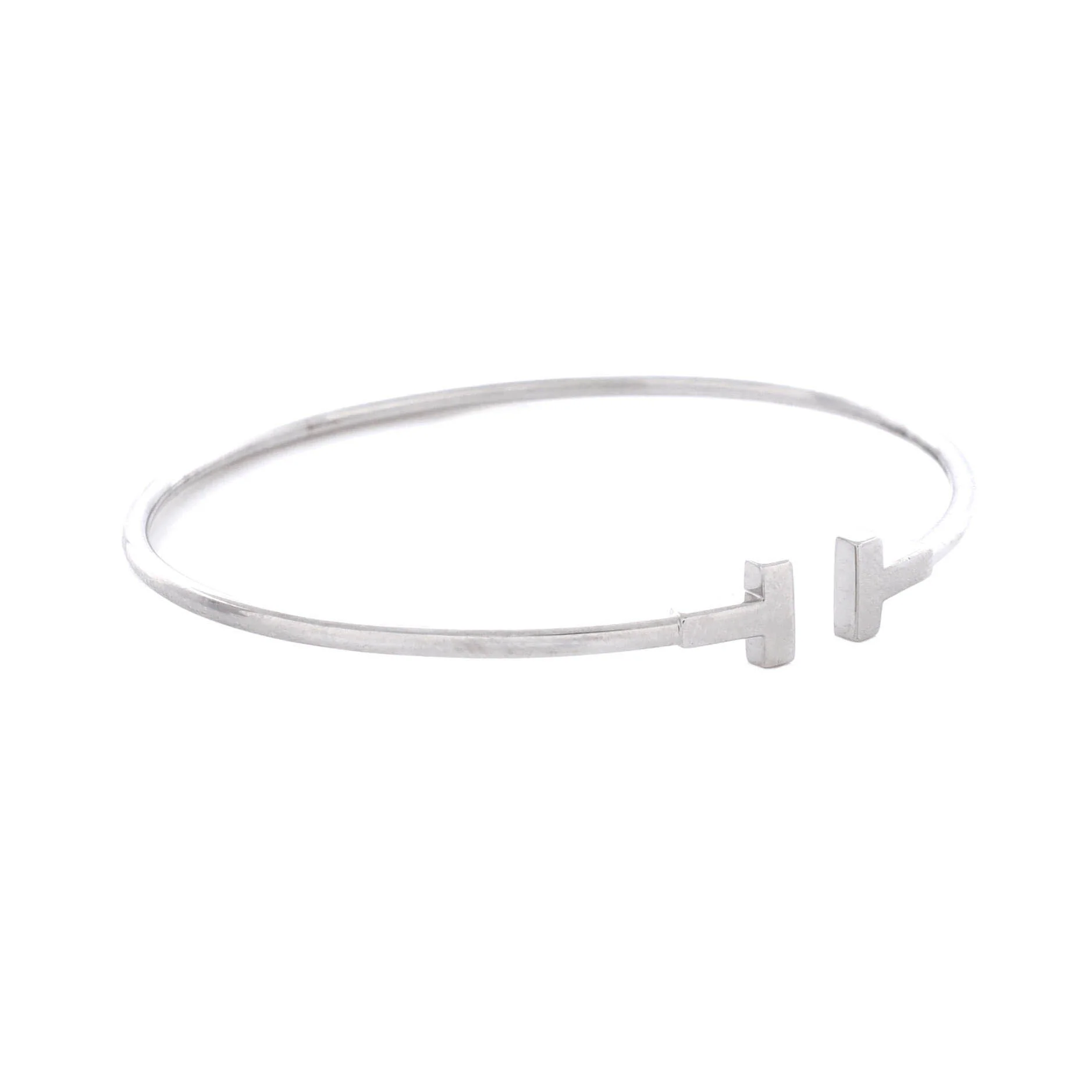 T Wire Bracelet 18K White Gold Narrow - Image 2