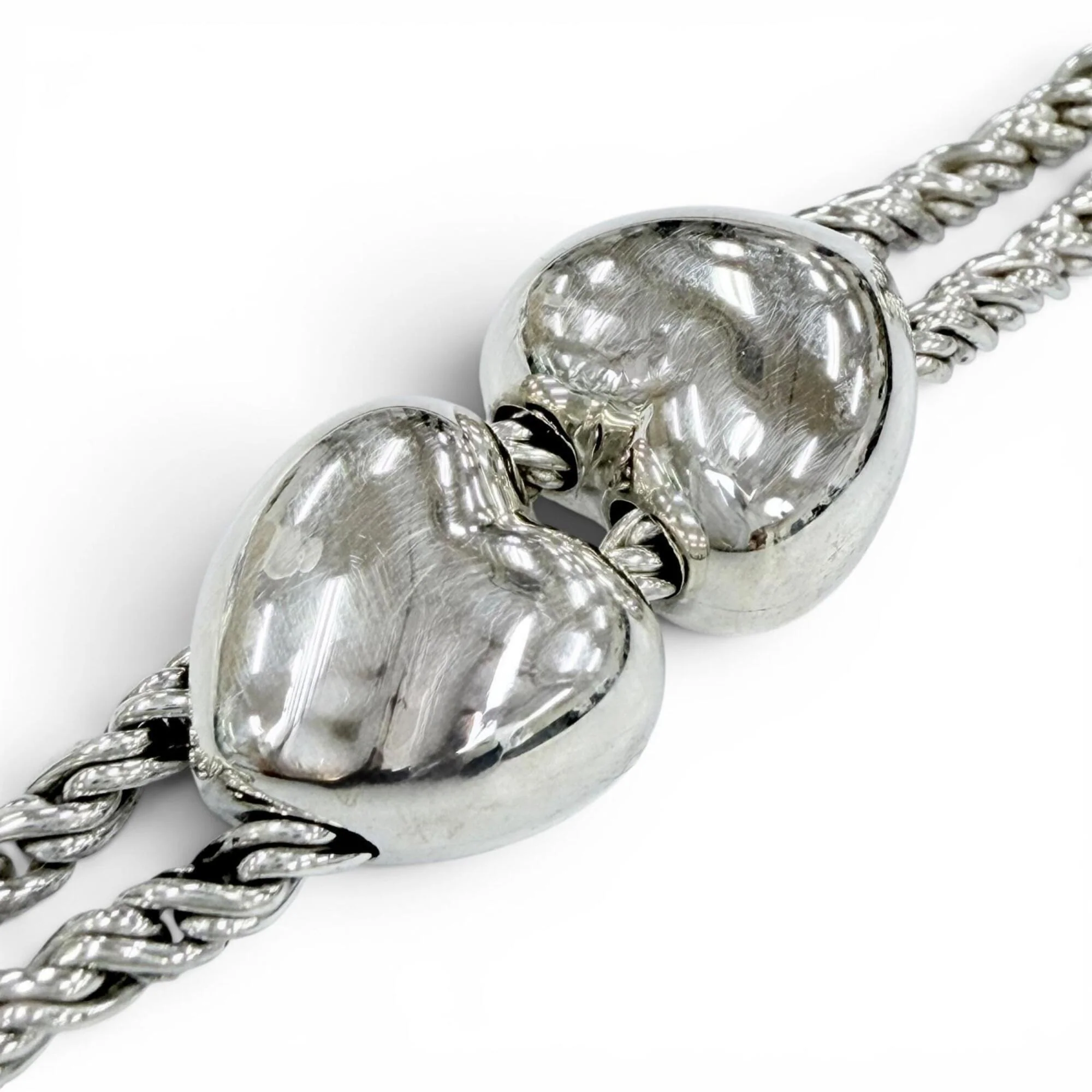 Vintage Heart Double Rope Bracelet Sterling Silver - Image 4