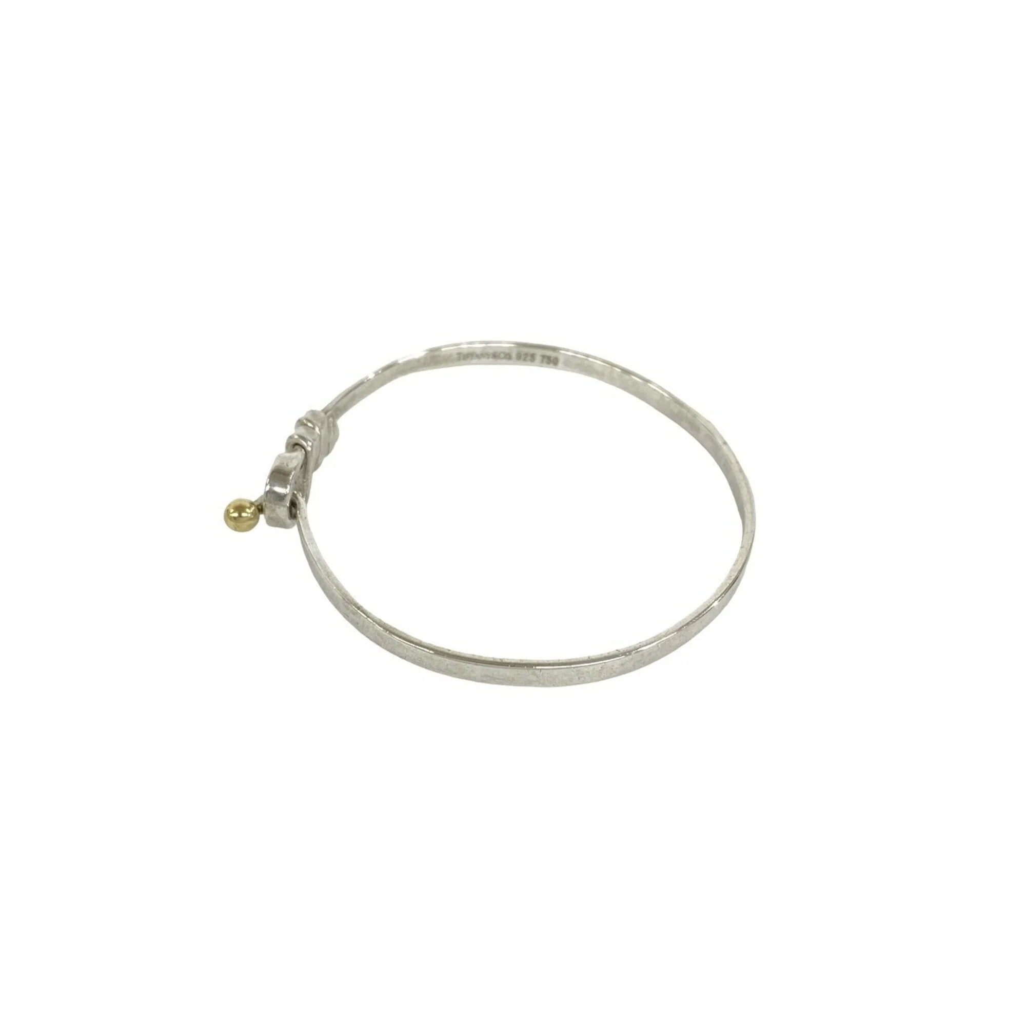 Vintage Hook and Eye Bangle Sterling Silver and 18K Yellow Gold Bracelet - Image 4
