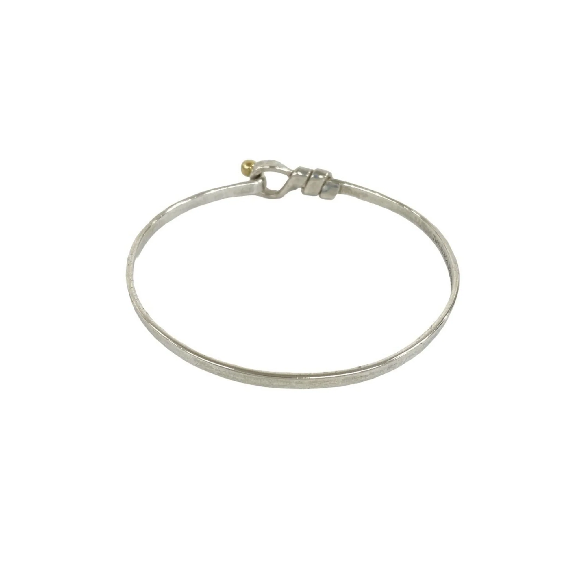 Vintage Hook and Eye Bangle Sterling Silver and 18K Yellow Gold Bracelet - Image 6