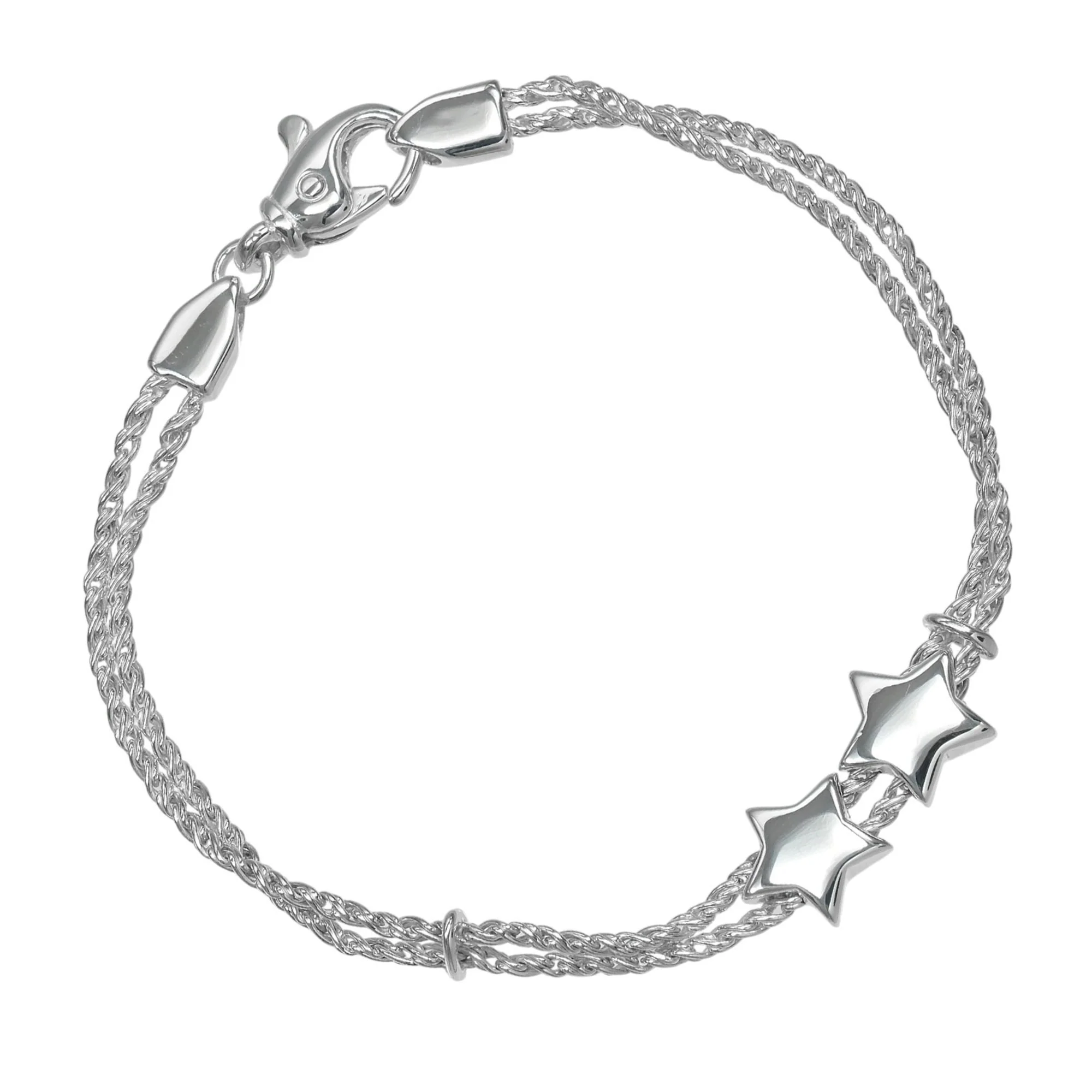 Vintage Star Charm Bracelet Sterling Silver