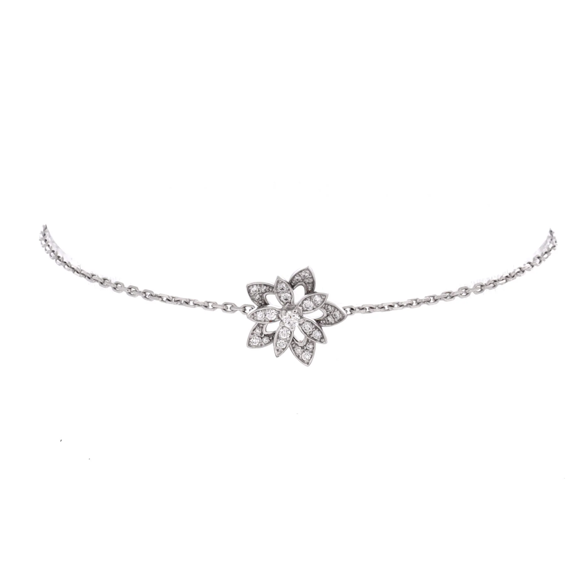 Lotus Openwork Bracelet 18K White Gold with Diamonds Mini
