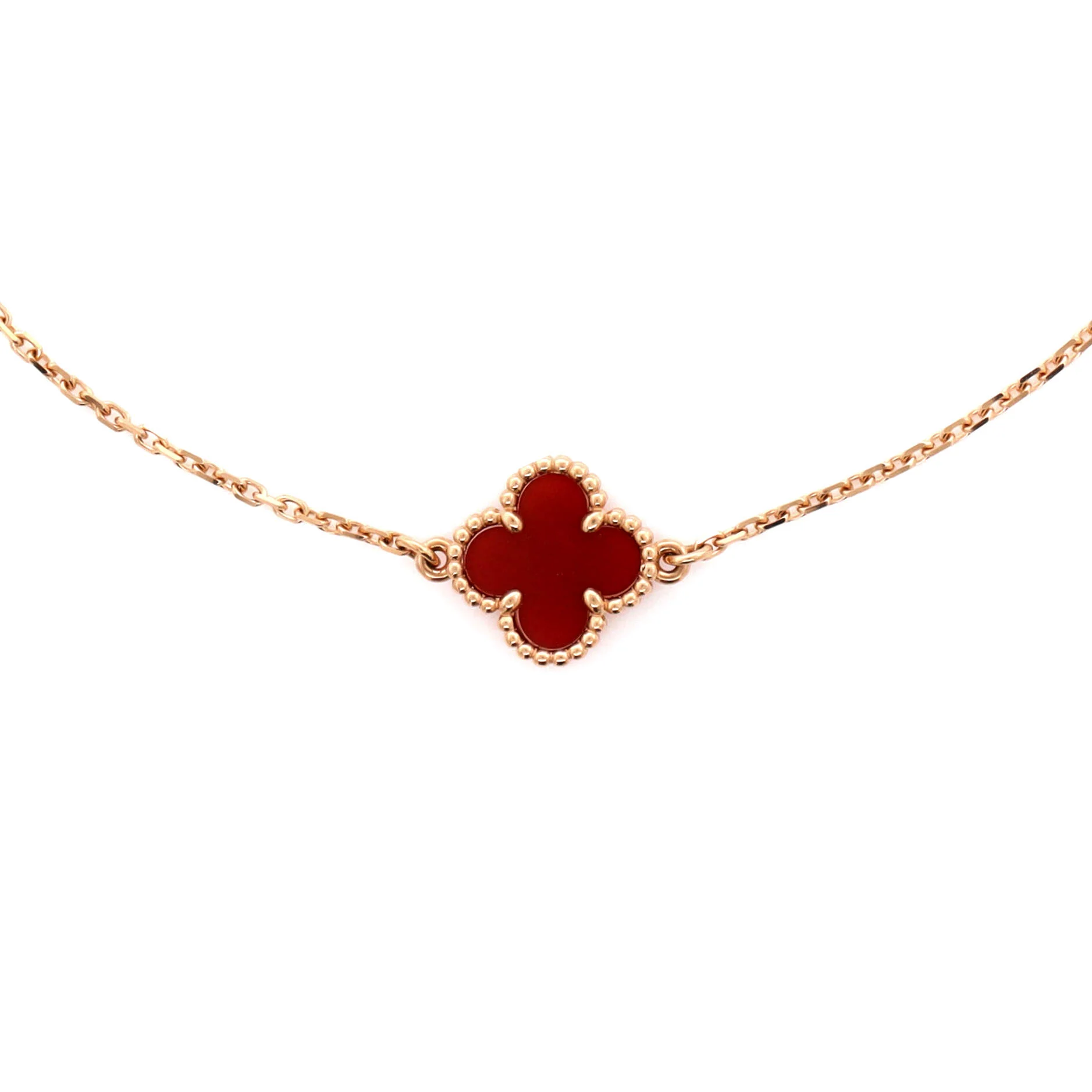 Sweet Alhambra Bracelet 18K Rose Gold and Carnelian - Image 3