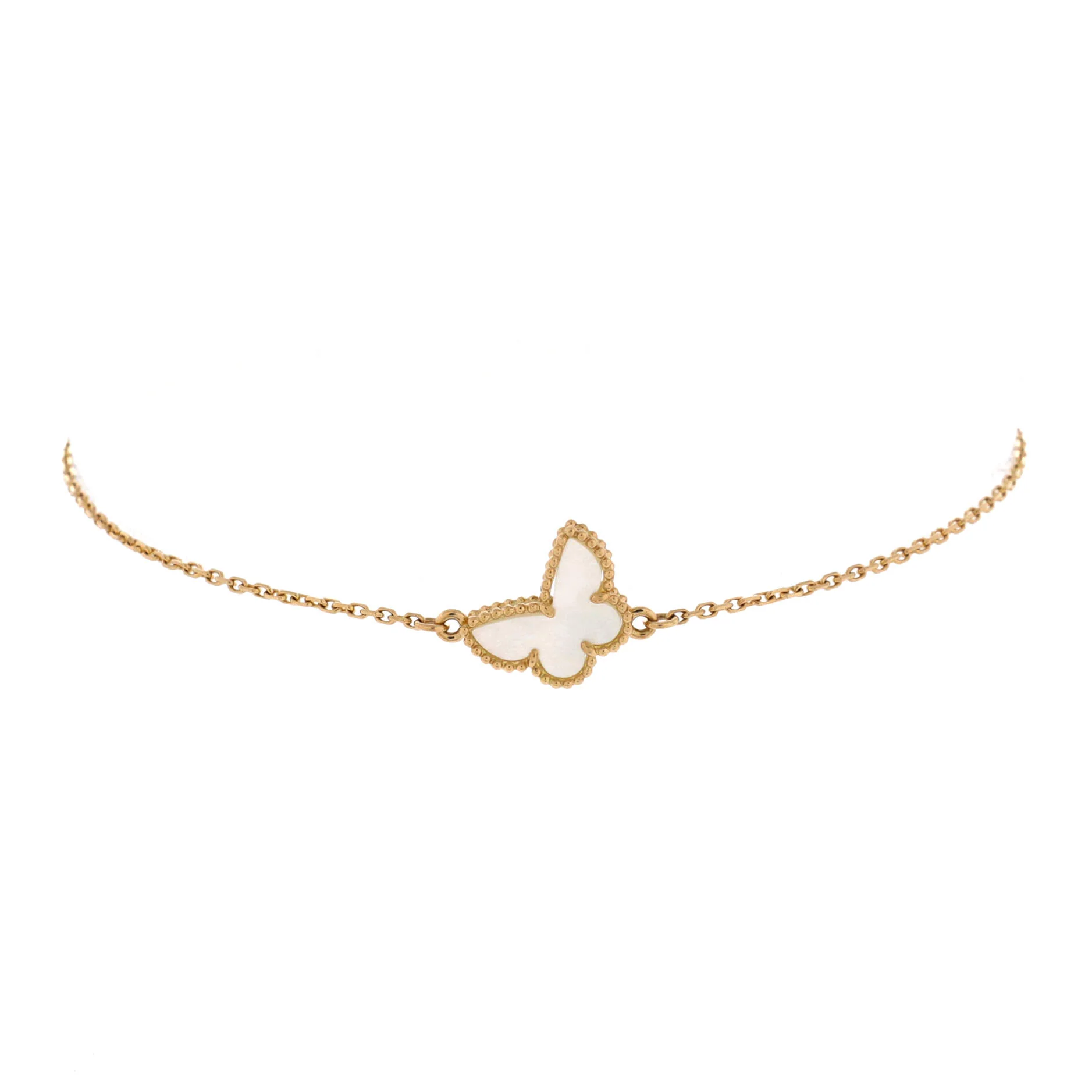 Sweet Alhambra Butterfly Bracelet 18K Yellow Gold and Mother of Pearl